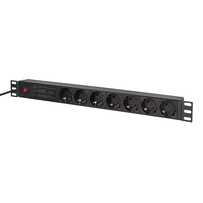 LogiLink PDU7C02, 1U, Senkrecht, Aluminium, Schwarz, 7 AC-Ausgänge, Typ F