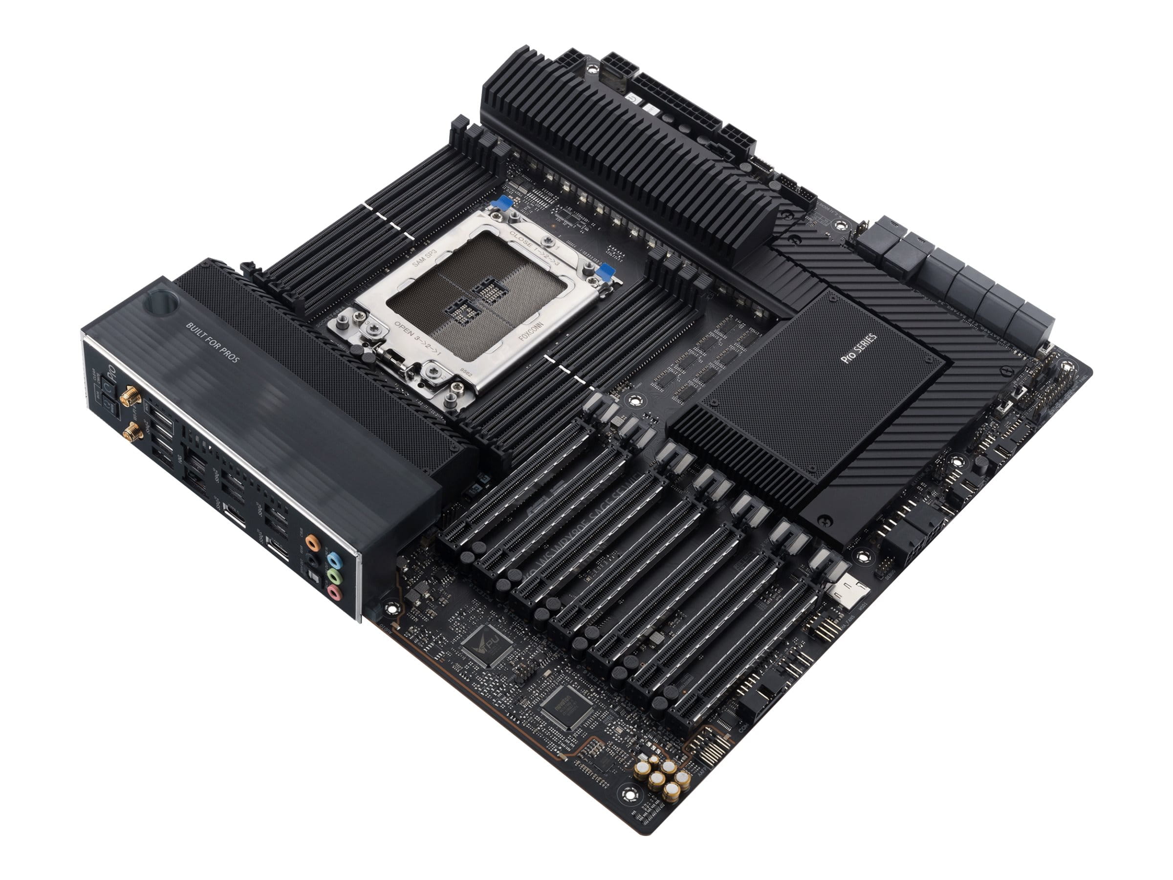 ASUS Pro WS WRX80E-SAGE SE WIFI - Motherboard - E-ATX - Socket sWRX8 - AMD WRX80 Chipsatz - USB-C Gen 2x2, USB-C Gen2, USB 3.2 Gen 2, USB 3.2 Gen 1 - 2 x 10 Gigabit LAN, Wi-Fi 6, Bluetooth - HD Audio (8-Kanal)