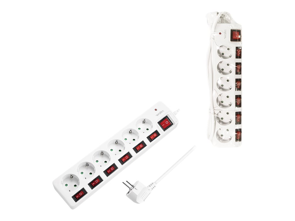 LogiLink Steckdosenleiste - Wechselstrom 250 V - 3680 Watt - Ausgangsanschlüsse: 6 (6 x Leistungs-CEE 7/3)