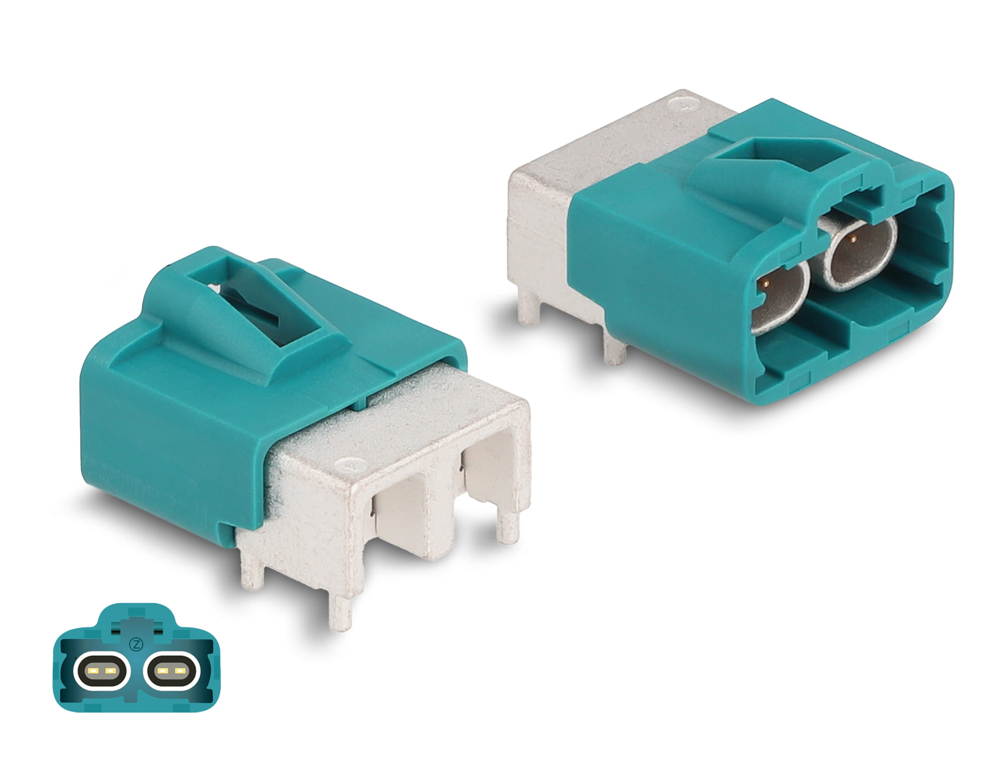 Delock HDMTD double Stecker gewinkelt für PCB, HDMTD, Blau, Silber, Abgewinkelt, Kunststoff, Messing, 100 Ohm