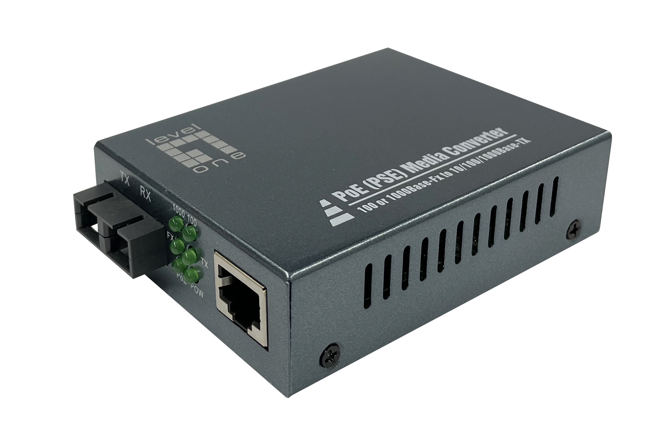 LevelOne Gigabit RJ45 zu SC Mediakonverter, PoE PSE, Multi-Mode Glasfaser, 0.5km, 1000 Mbit/s, IEEE 802.3, IEEE 802.3ab, IEEE 802.3af, IEEE 802.3at, IEEE 802.3u, IEEE 802.3x, IEEE 802.3z, 10,100,1000 Mbit/s, 10BASE-T, 100BASE-T, 1000BASE-T, Voll, Halb, 5