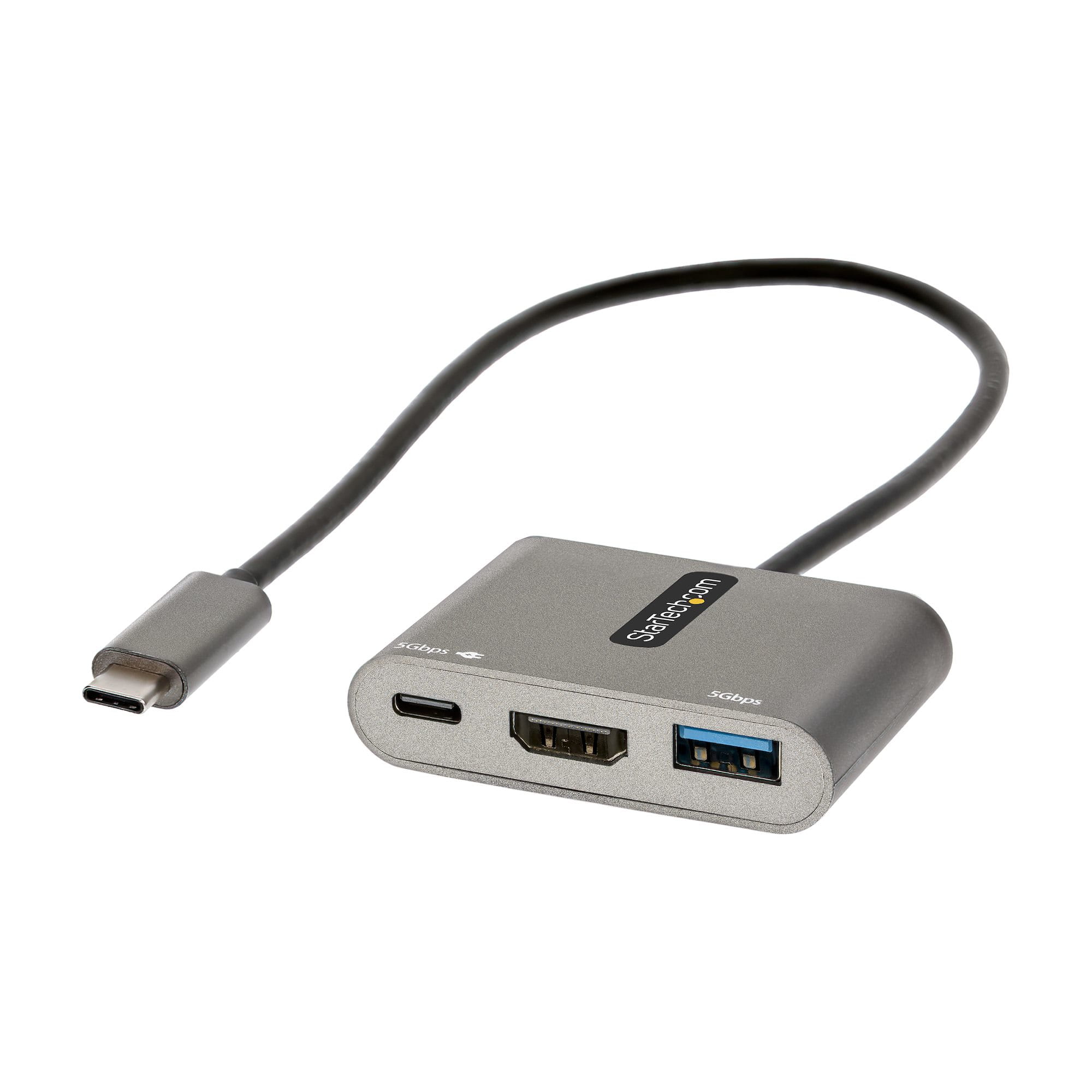 StarTech.com USB-C Multiport Adapter, USB-C auf HDMI 4K Anschluss, 100W PD, USB 3.0 Hub 5Gbit/s (1xTyp-C/ 1xA)