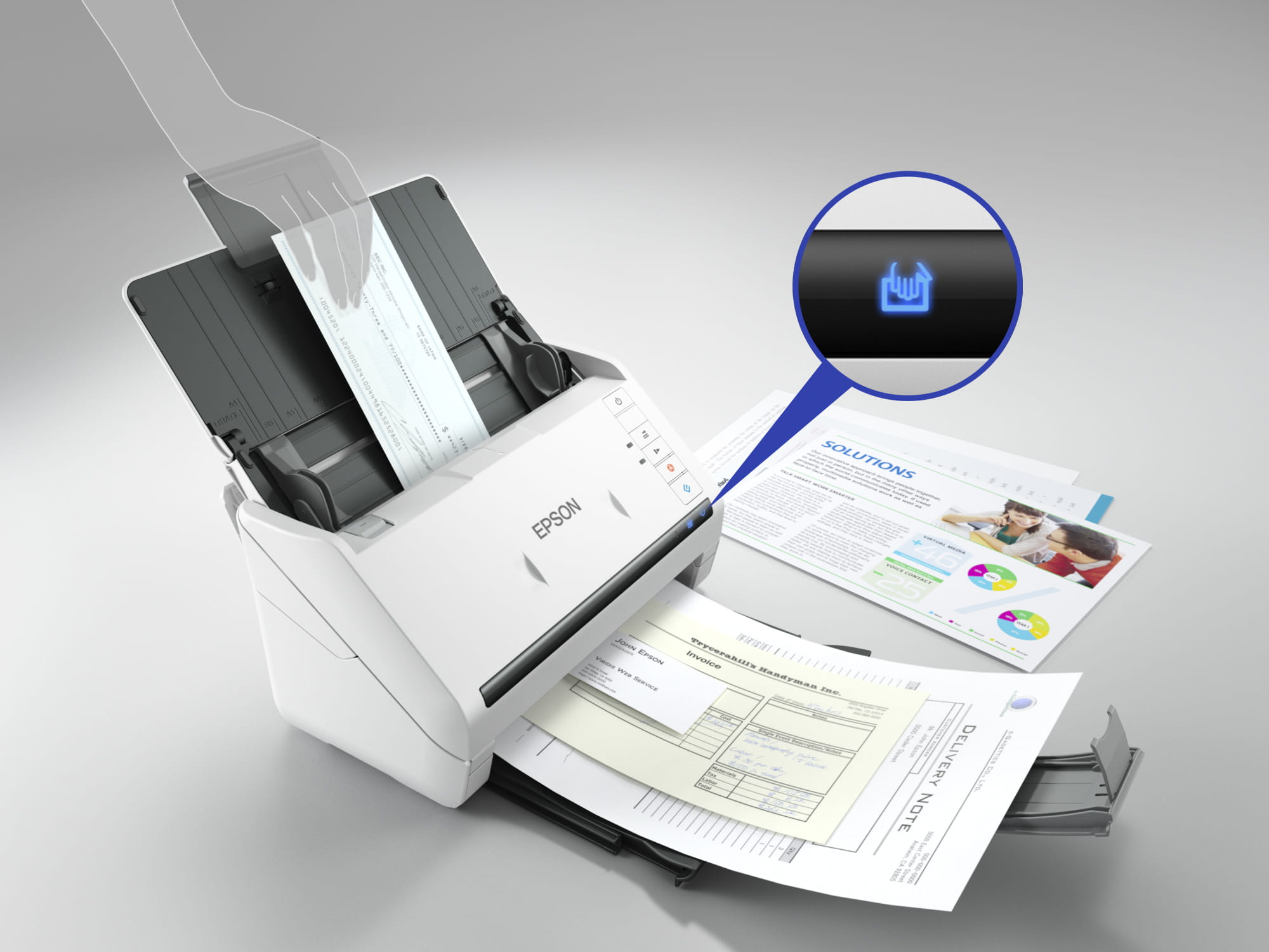 Epson WorkForce DS-770II - Dokumentenscanner - Duplex - 215.9 x 6096 mm - 600 dpi x 600 dpi - bis zu 45 Seiten/Min. (einfarbig)