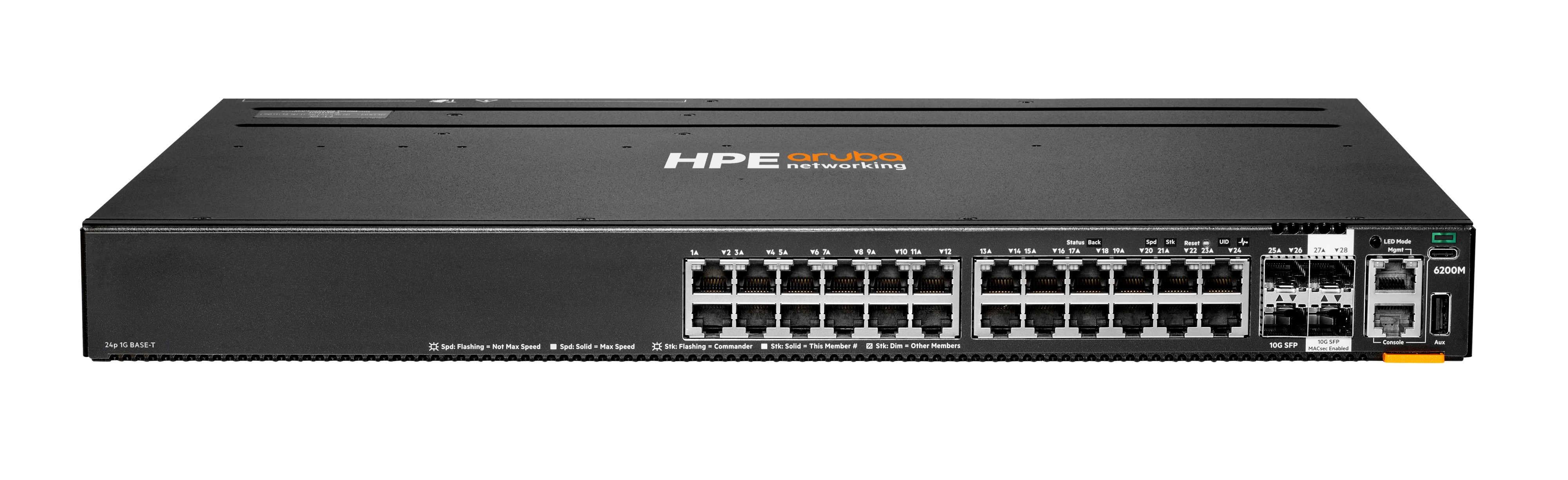 HPE Aruba 6200M 24G 4SFP+ Switch - Switch - max. Stapelentfernung 10 km - L3 - managed - 24 x 10/100/1000 + 4 x 1 Gigabit / 10 Gigabit SFP+ (Uplink / Stacking)