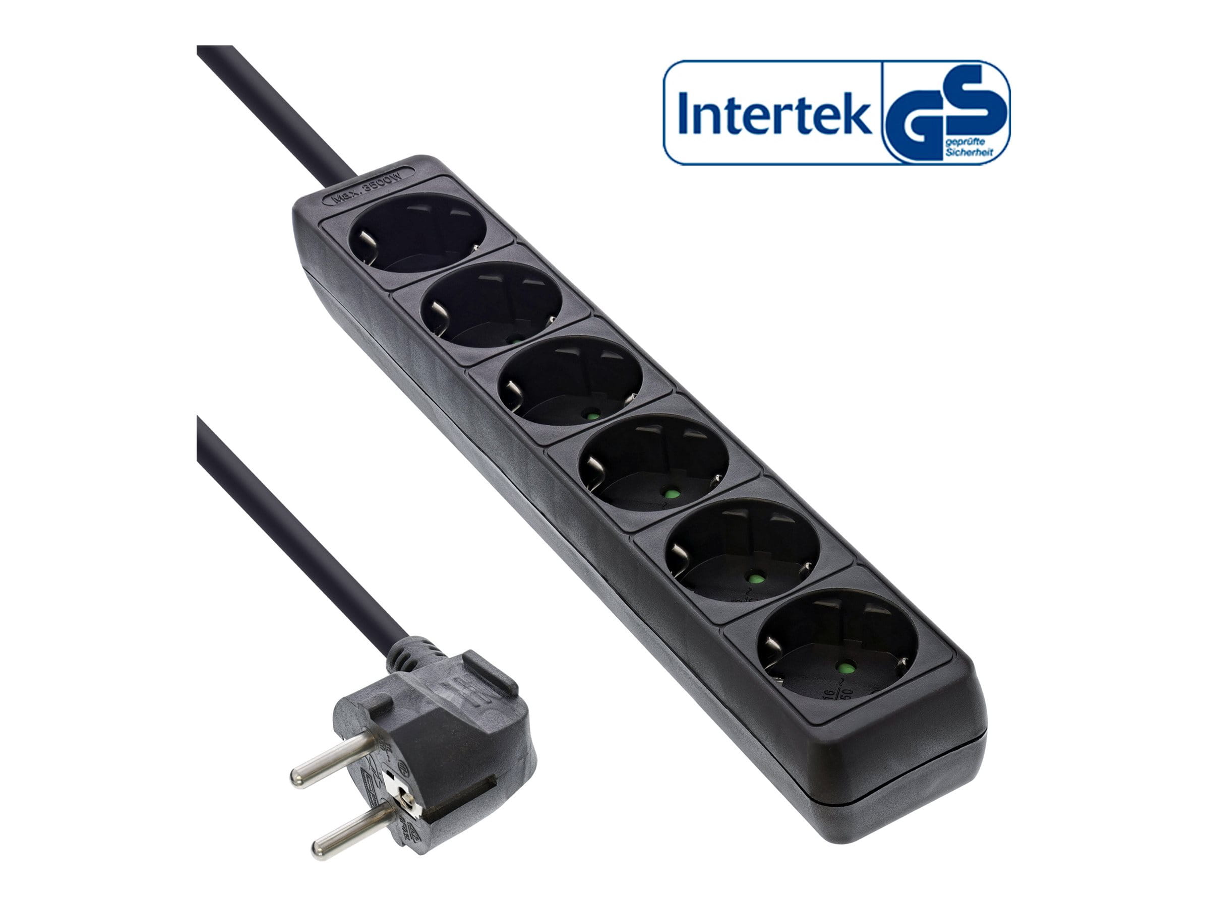 InLine Steckdosenleiste - 6-fach Schutzkontakt - schwarz - 5m