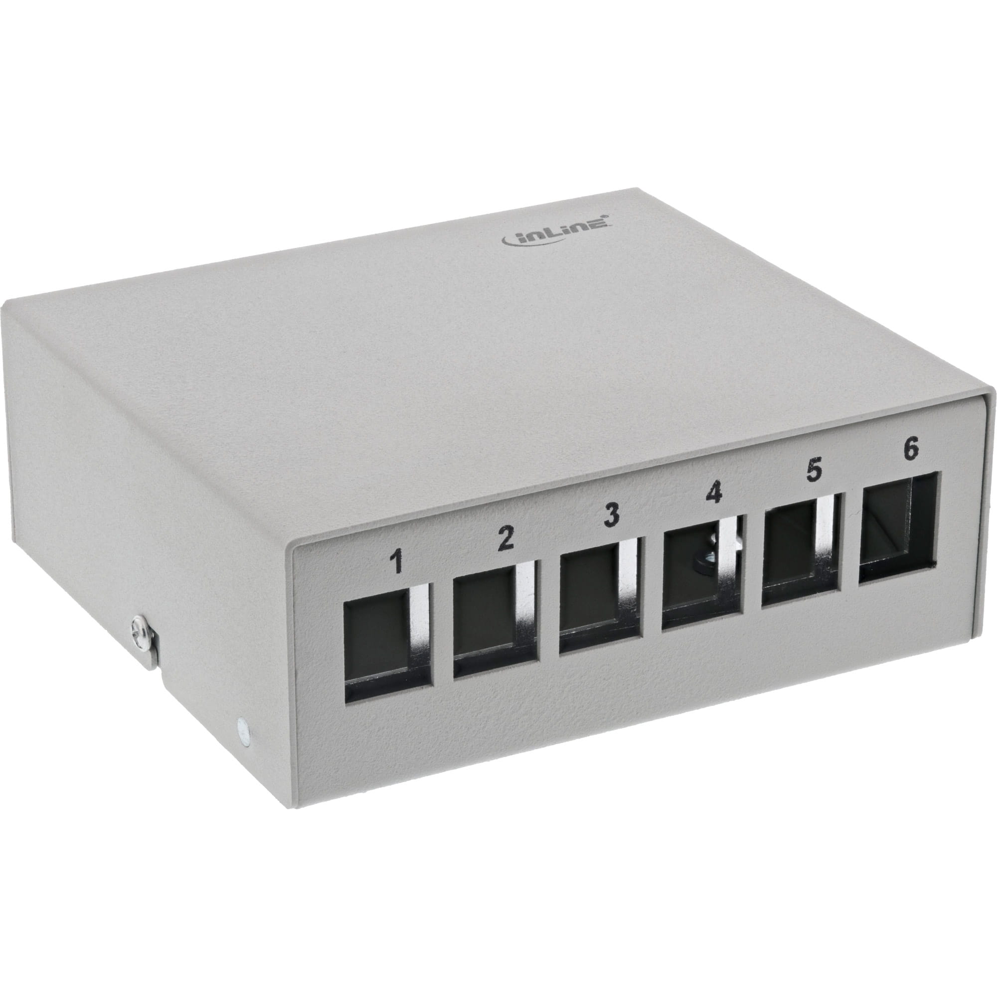 InLine Patchfeld-Dose Aufputz für 6x Keystone RJ45 - Metall - lichtgrau RAL7035
