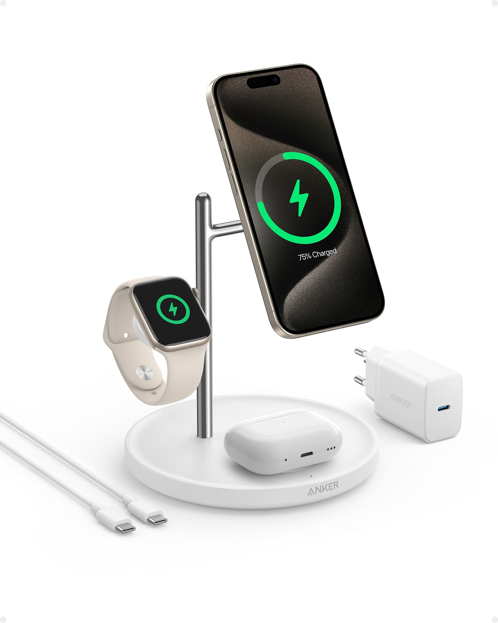 Anker Innovations Anker MagGo, Drinnen, USB, Kabelloses Aufladen, Weiß