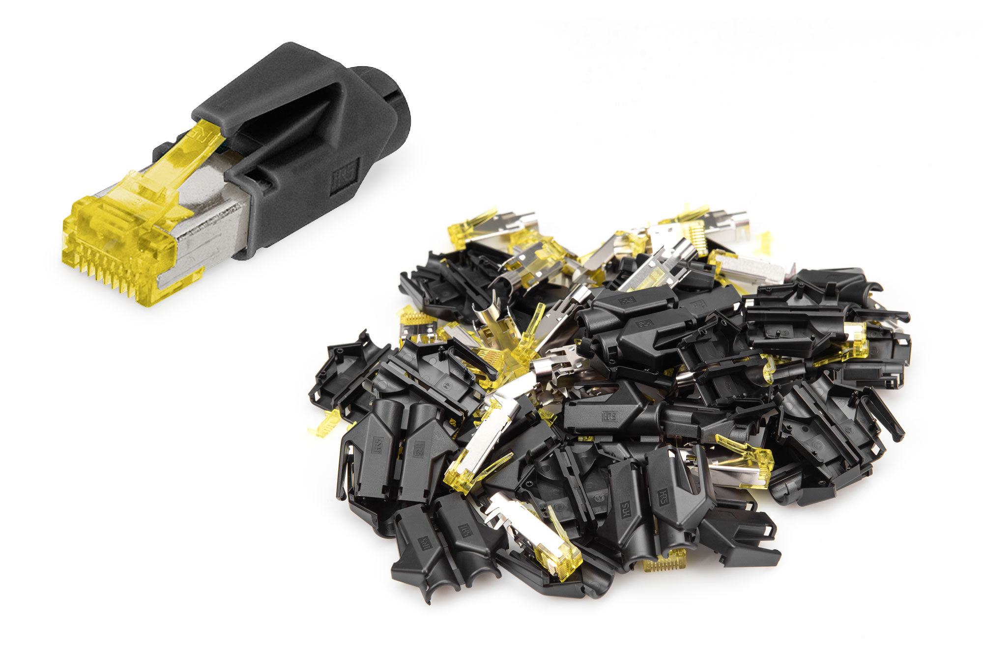 DIGITUS Netzwerkanschluss - RJ-45 (M) - abgeschirmt - CAT 6a - ohne Haken (Packung mit 50)