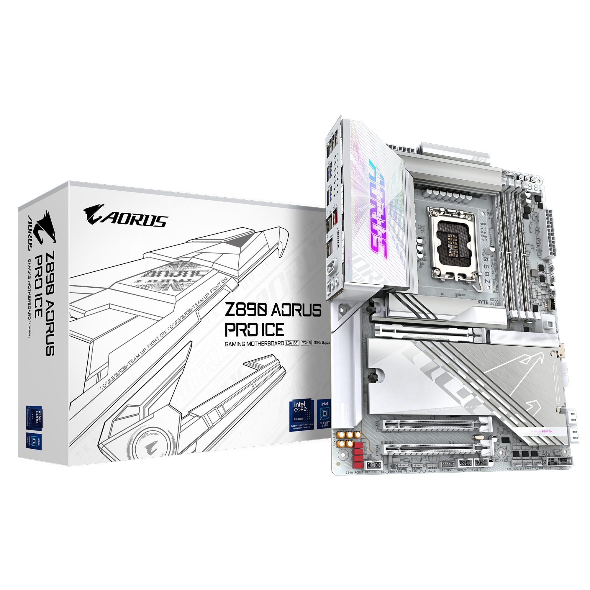 Gigabyte AORUS Z890 PRO ICE - Motherboard - ATX - LGA1851-Sockel - Z890 Chipsatz - USB4, USB 3.2 Gen 2, USB 3.2 Gen 1, USB-C 3.2 Gen 2x2 - 5 Gigabit Ethernet, Bluetooth, Wi-Fi 7 - Onboard-Grafik (CPU erforderlich)