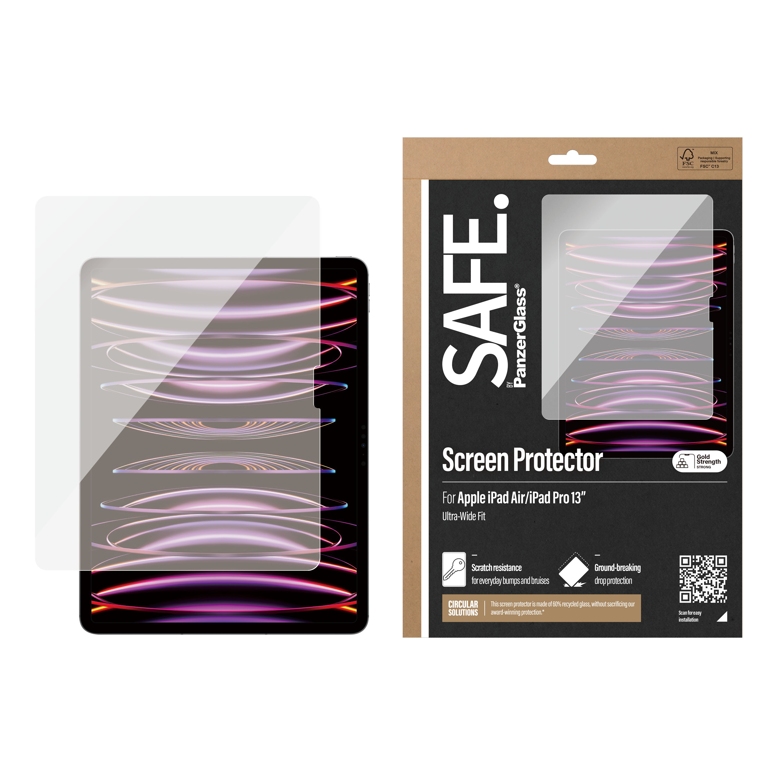 PanzerGlass SAFE. by PanzerGlass - Bildschirmschutz für Tablet - ultrabreite Passform - Glas - 13" - für Apple 13-inch iPad Pro (M4)