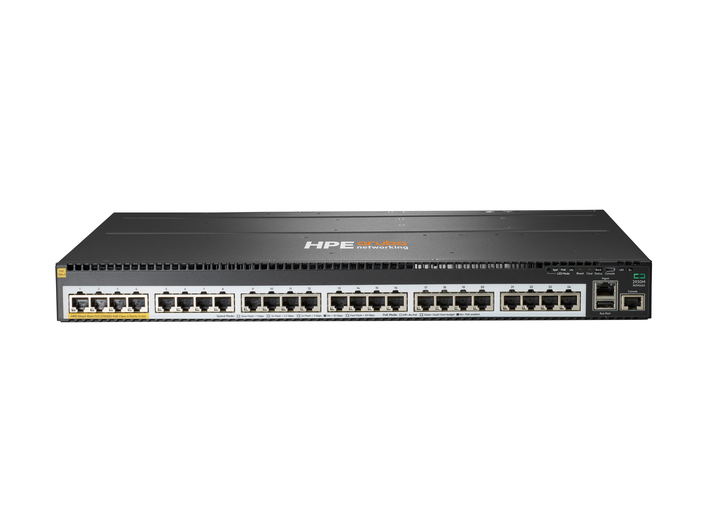 HPE Aruba Networking 2930M 24 Smart Rate POE+ 1-Slot - Switch - L3 - managed - 24 x 1/2.5/5GBase-T POE+ - an Rack montierbar - PoE+ (860 W)