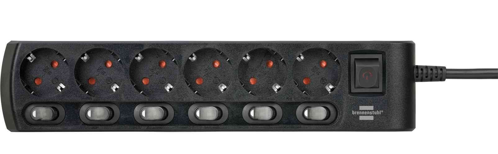 Brennenstuhl 1153110116, 2 m, Drinnen, IP20, Schwarz, 6 AC-Ausgänge, 16 A
