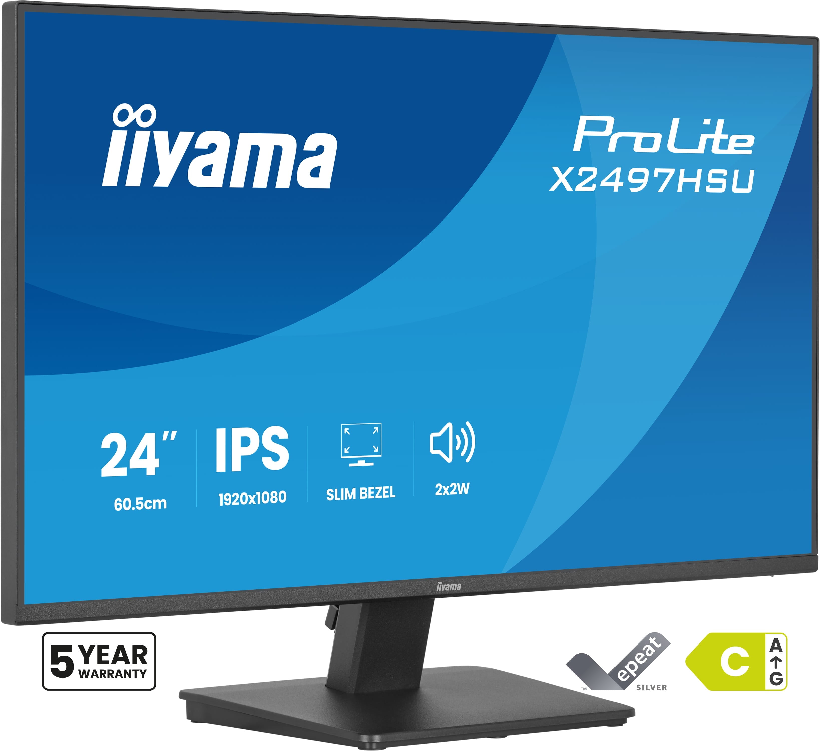Iiyama ProLite X2497HSU-B1, 60,5 cm (23.8"), 1920 x 1080 Pixel, Full HD, LED, 4 ms, Schwarz
