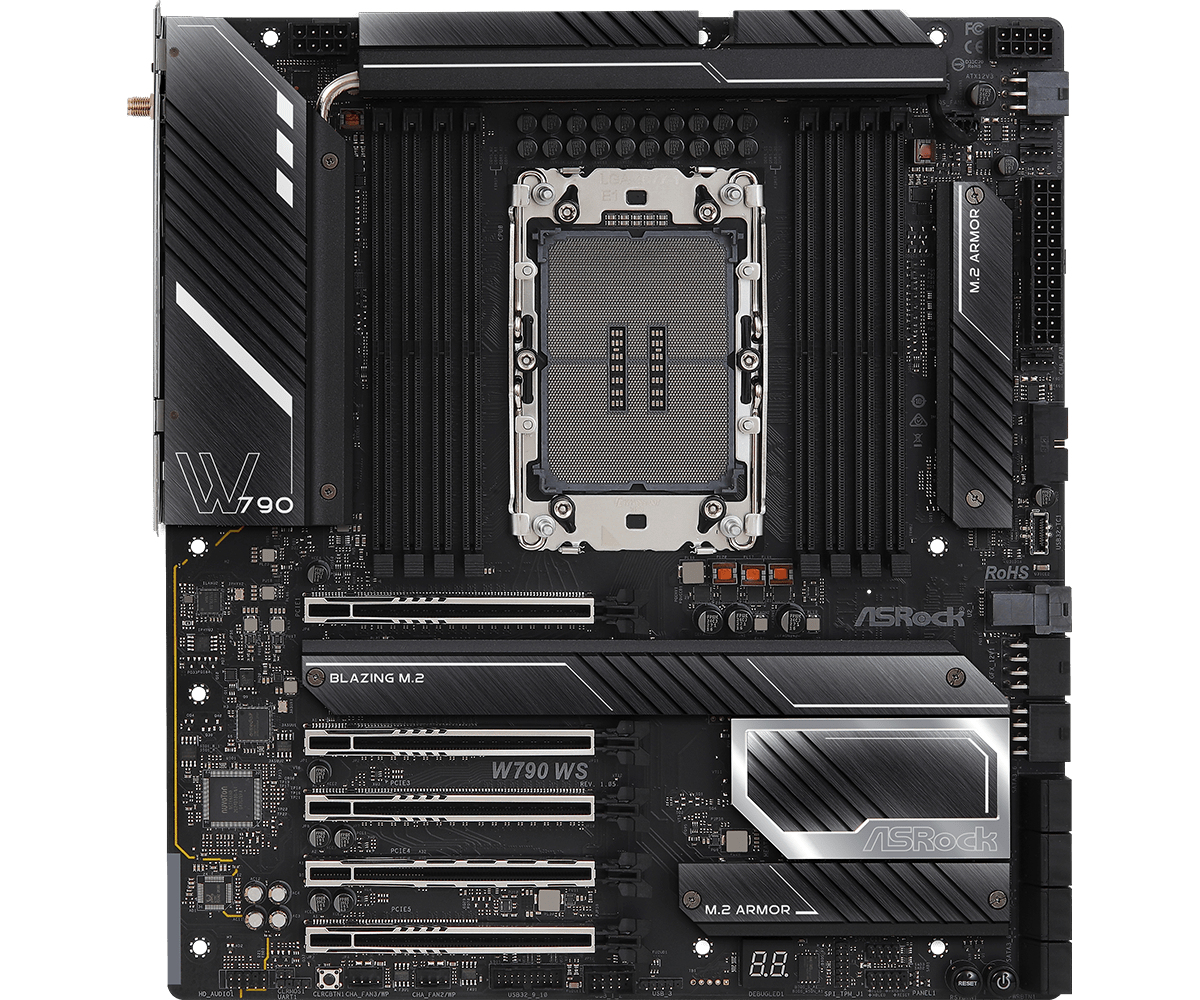 ASRock W790 WS, Intel, LGA 4677 (Socket E), Intel® Xeon® W, W-2400, W-3400, DDR5-SDRAM, 2 TB