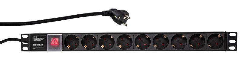 LogiLink Stromverteilungseinheit (Rack - einbaufähig) - Wechselstrom 250 V - 3500 Watt - Eingabe, Eingang power CEE 7/7 - Ausgangsanschlüsse: 9 (Stromversorgung)