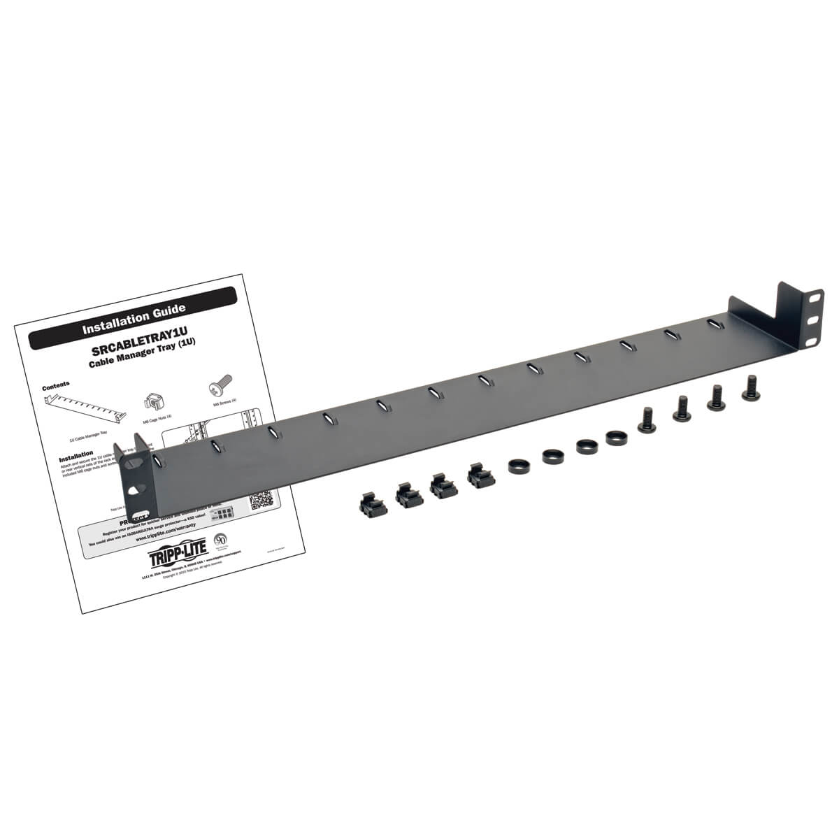 Tripp Eaton Tripp Lite Series 1U Horizontal Rack Server Cabinet Mount Cable Management Tray - Rack-Kabelführungsleiste - Schwarz - 1U - 48.3 cm (19")