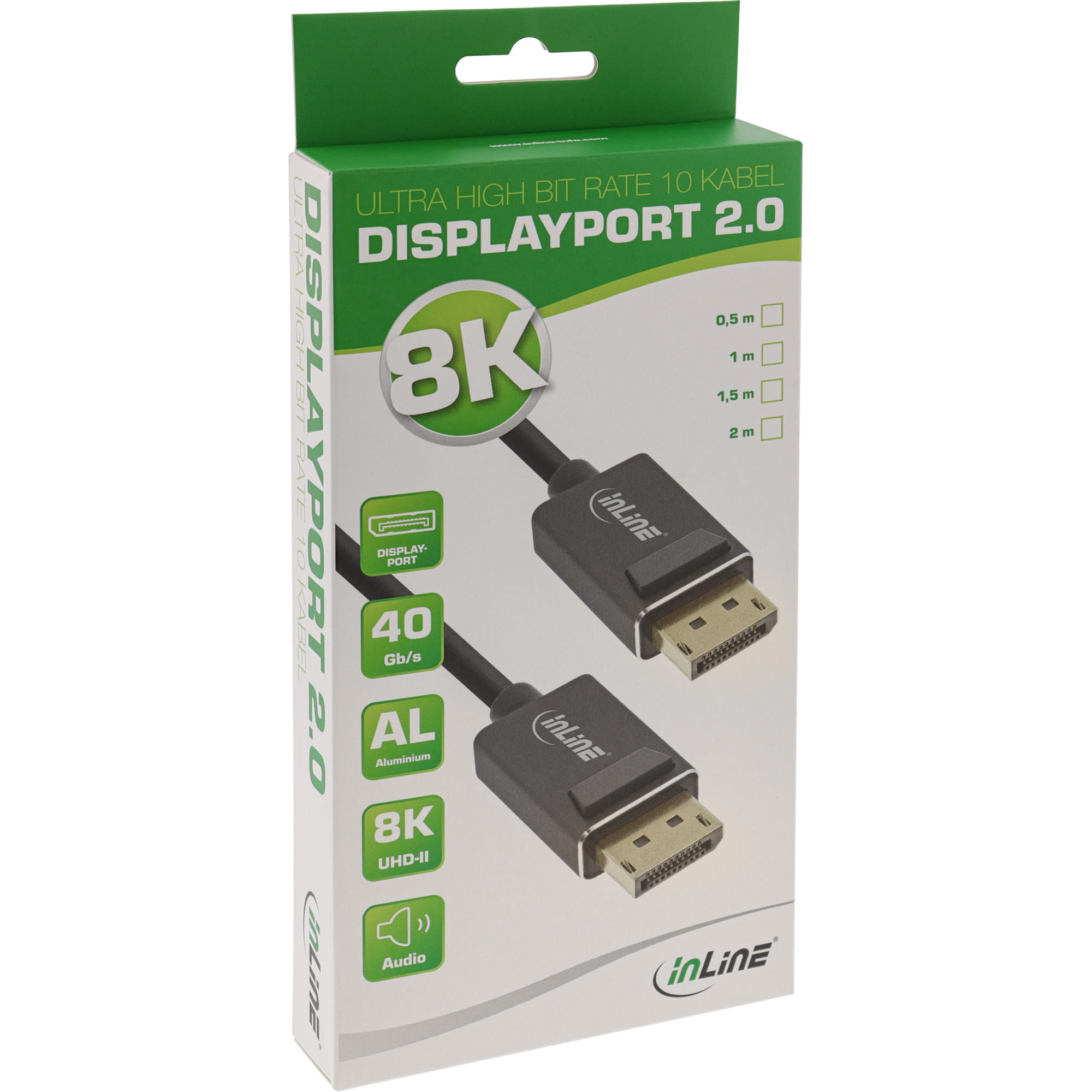 InLine DisplayPort 2.0 Kabel - 8K4K UHBR - schwarz - vergoldete Kontakte - 2m