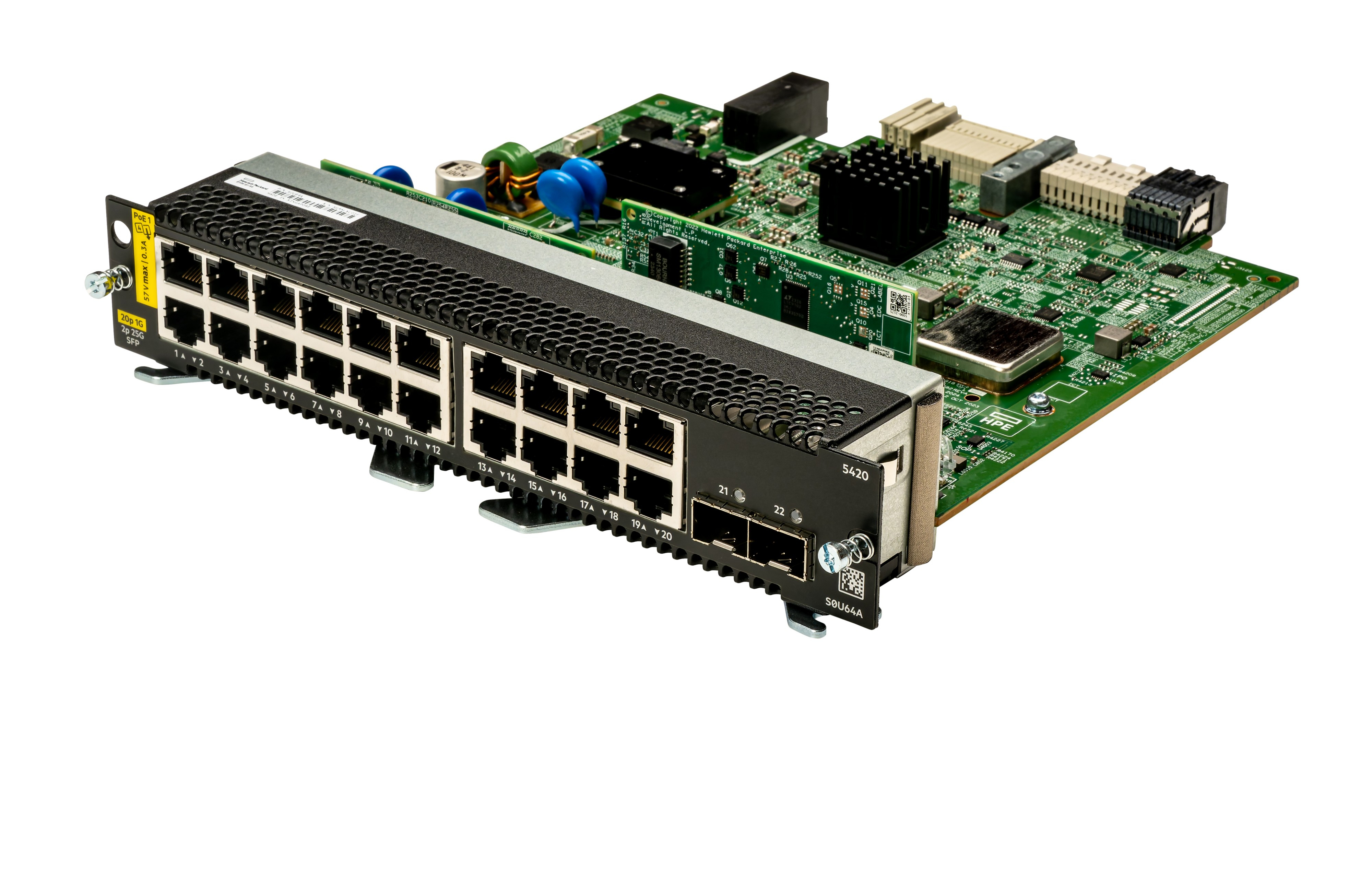 HPE Aruba Networking CX 5420 20p 10M/100M/1G Class4 PoE 2p SFP28 1G/10G/25G Module - Switch - L3 - managed - 20 x 10/100/1000 (PoE Class 4)