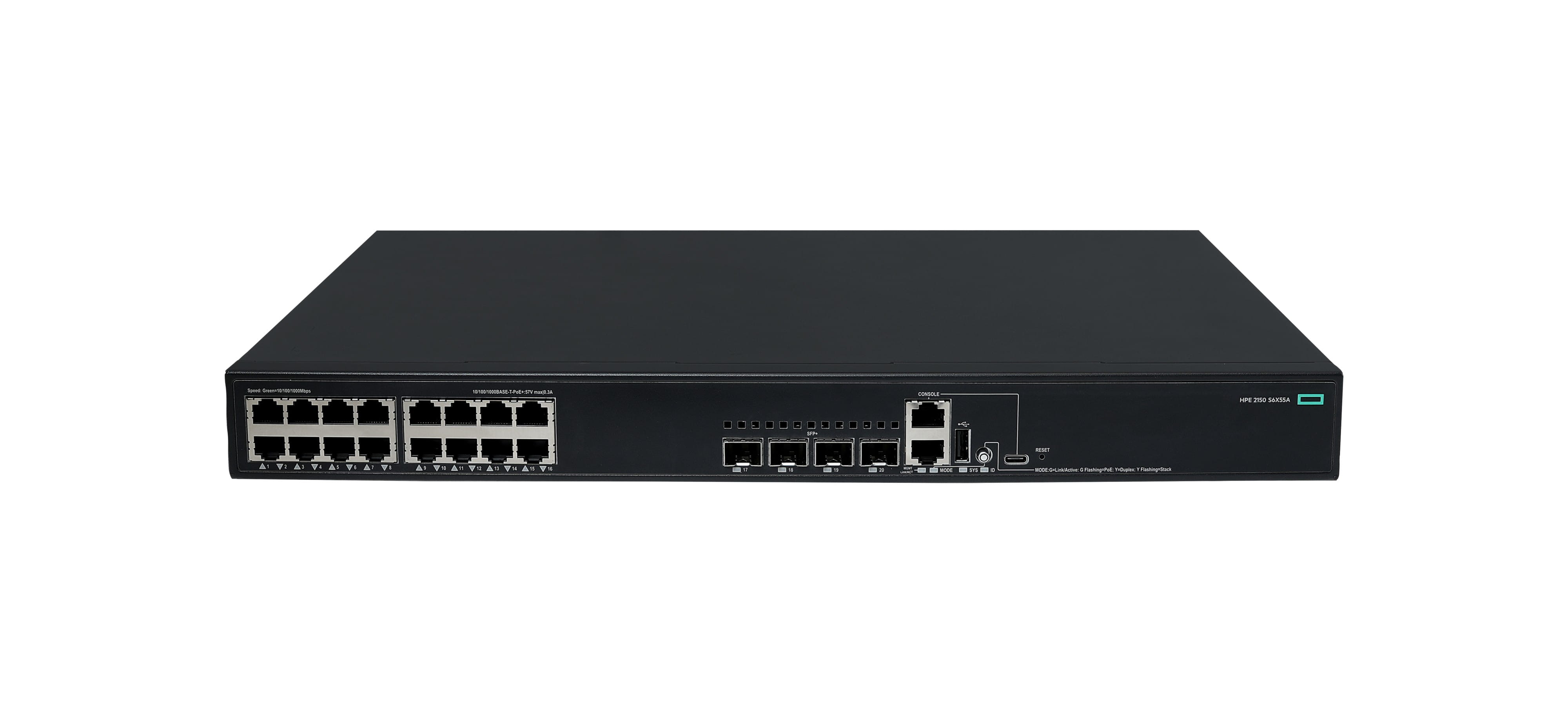 HPE Networking Comware 5150L 16p 10M/100M/1G PoE+ 4p SFP+ 1G/10G 248W Switch - Switch - L3 Lite - managed - 16 x 10/100/1000Base-T (PoE+)