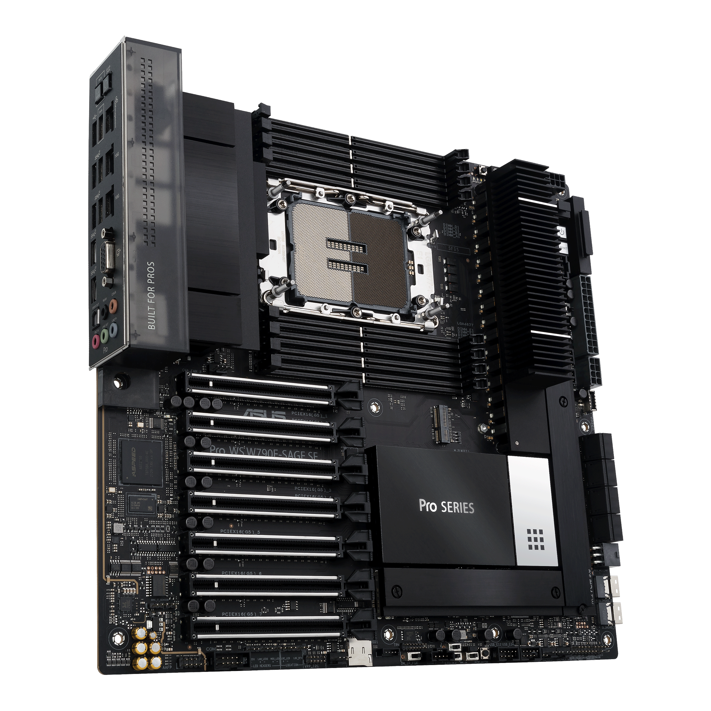 ASUS PRO WS W790E-SAGE SE - Motherboard - SSI EEB - LGA4677 Socket-E - W790 Chipsatz - USB-C 3.2 Gen 2x2, USB 3.2 Gen 2x2, USB-C 3.2 Gen2, USB 3.2 Gen 1 - 10 Gigabit LAN, Gigabit LAN - HD Audio (8-Kanal)