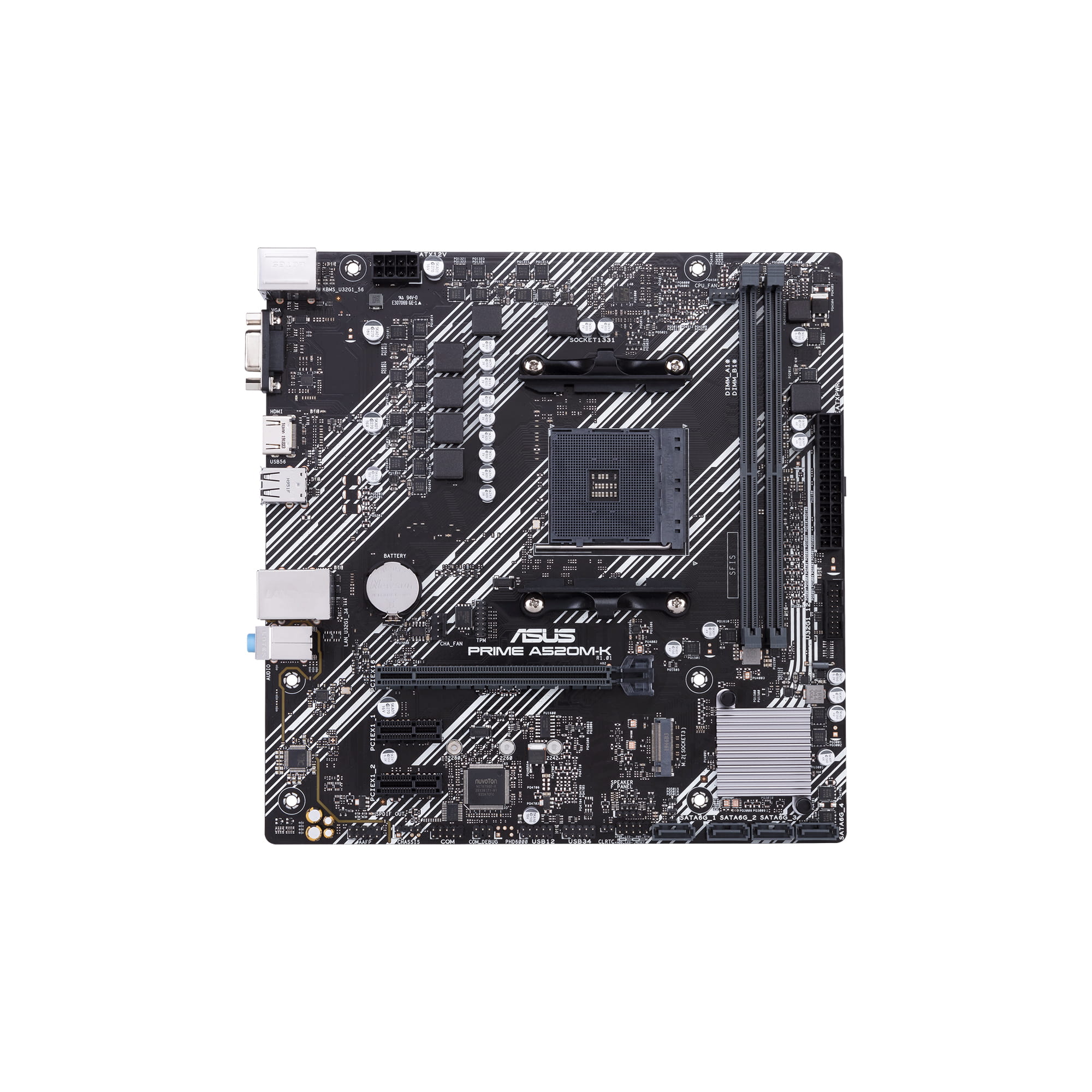 ASUS PRIME A520M-K - Motherboard - micro ATX - Socket AM4 - AMD A520 Chipsatz - USB 3.2 Gen 1 - Gigabit LAN - Onboard-Grafik (CPU erforderlich)