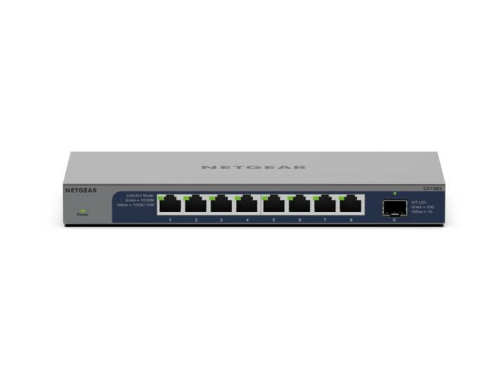 Netgear GS108X - Switch - unmanaged - 8 x 10/100/1000 + 1 x 10 Gb Ethernet SFP+ (Uplink)