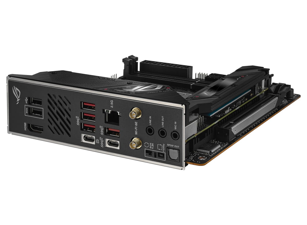 ASUS ROG Strix B650E-I Gaming WiFi - Motherboard - Mini-ITX - Socket AM5 - AMD B650 Chipsatz - USB-C 3.2 Gen 2x2, USB-C 3.2 Gen2, USB 3.2 Gen 2, USB 3.2 Gen 1 - 2.5 Gigabit LAN, Wi-Fi 6E - Onboard-Grafik (CPU erforderlich)