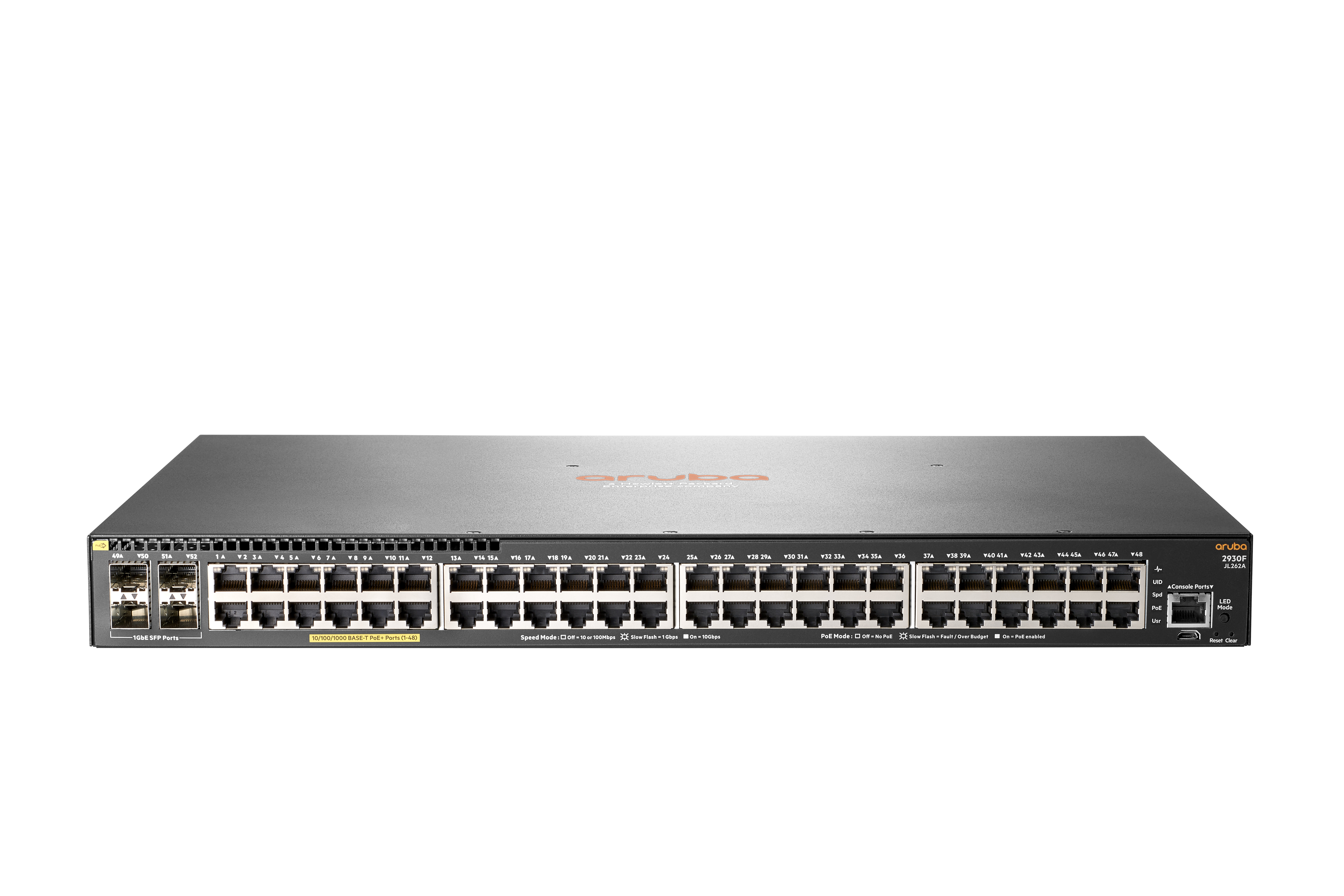 HPE Aruba Networking 2930F 48G PoE+ 4SFP - Switch - L3 - managed - 48 x 10/100/1000 (PoE+)