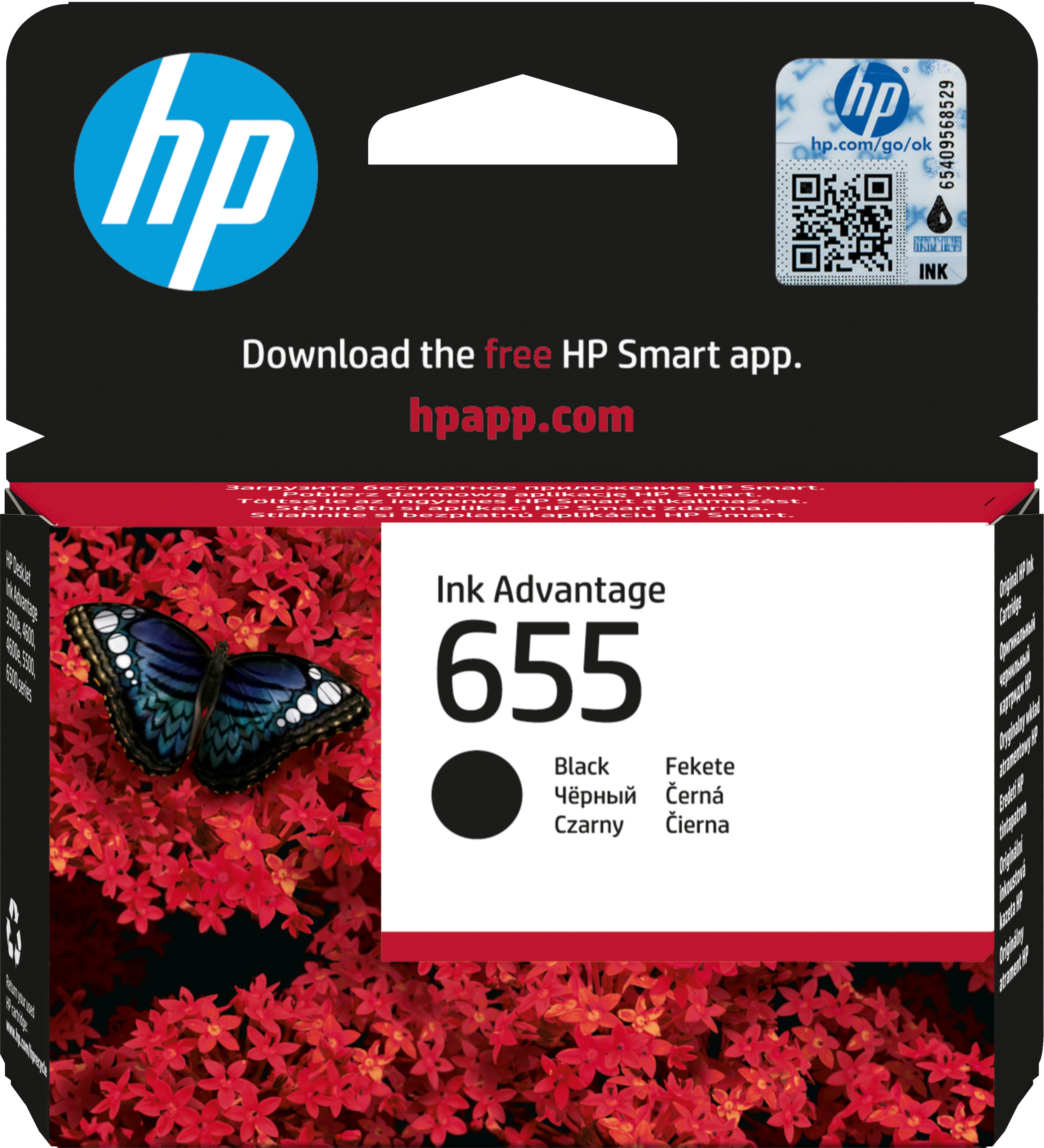 HP 655 Schwarz Original Ink Advantage Druckerpatrone, Standardertrag, Schwarz, Tinte auf Pigmentbasis, Tinte auf Farbstoffbasis, 1 Stück(e), 550 Seiten