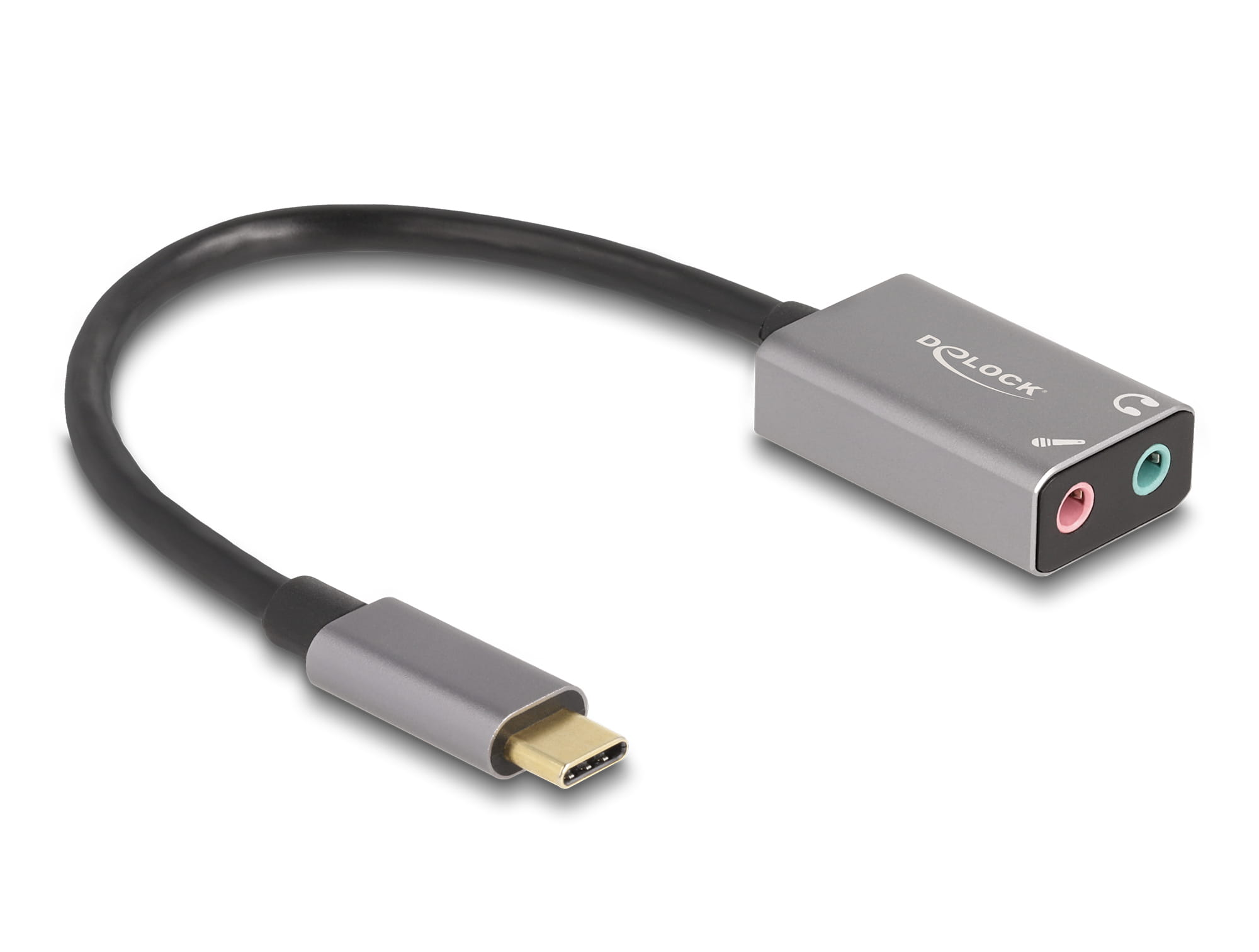 Delock Adapter USB-C auf Klinkenstecker - 24 pin USB-C männlich zu Mono Mini-Stecker, mini-phone stereo 3.5 mm weiblich