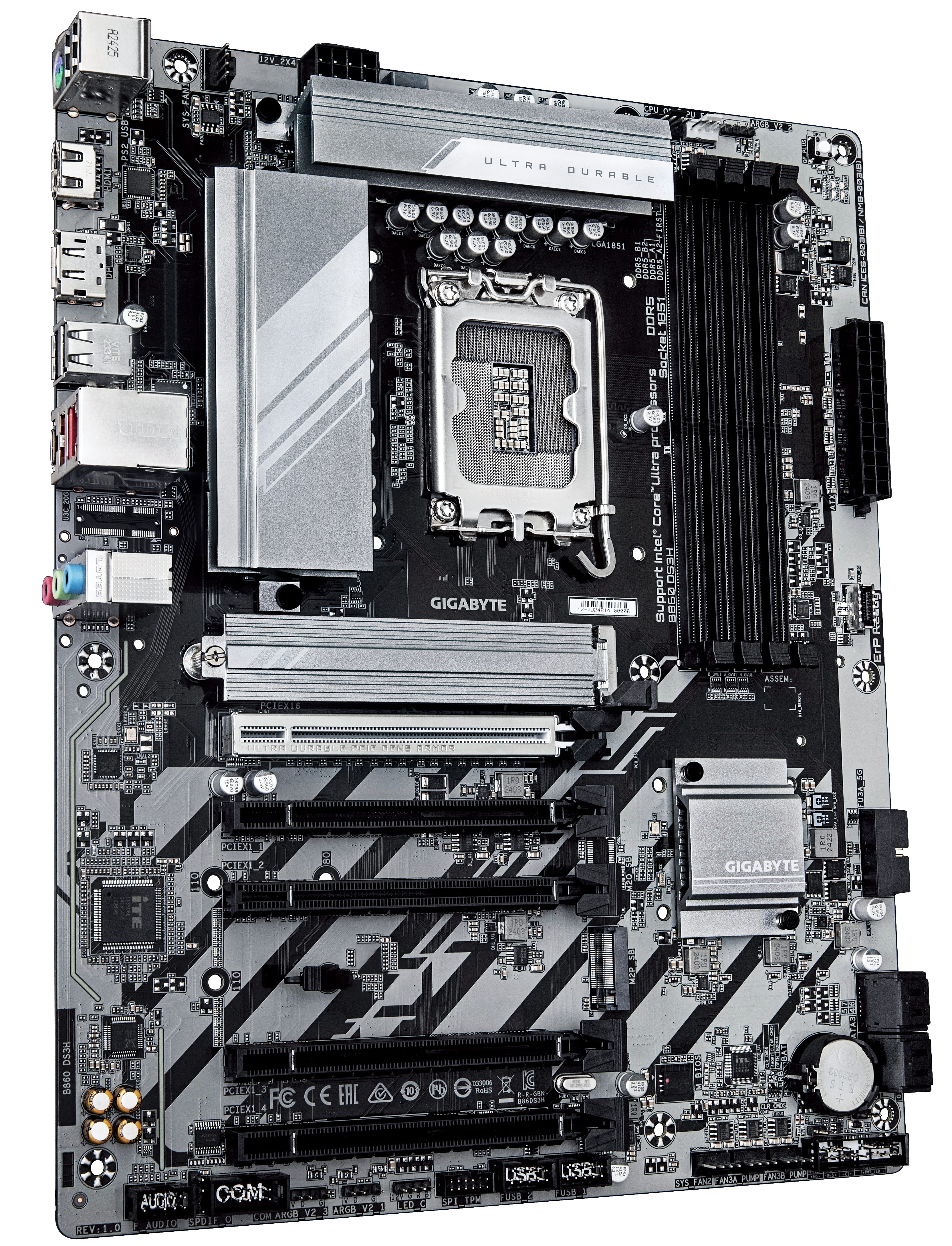 Gigabyte B860 DS3H - Motherboard - ATX - LGA1851 Sockel - B860 Chipsatz - USB-C 3.2 Gen 2x2, USB 3.2 Gen 2, USB-C 3.2 Gen 1, USB 3.2 Gen 1 - 2.5 Gigabit LAN - Onboard-Grafik (CPU erforderlich)