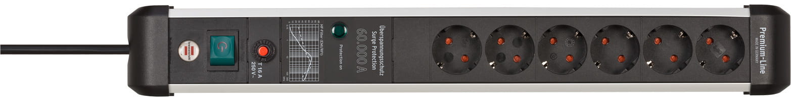 Brennenstuhl 1391010600, 3 m, Drinnen, Abgewinkelt, IP20, Schwarz, Silber, 6 AC-Ausgänge Brennenstuhl 1391010600, 3 m, Drinnen, Abgewinkelt, IP20, Schwarz, Silber, 6 AC-Ausgänge