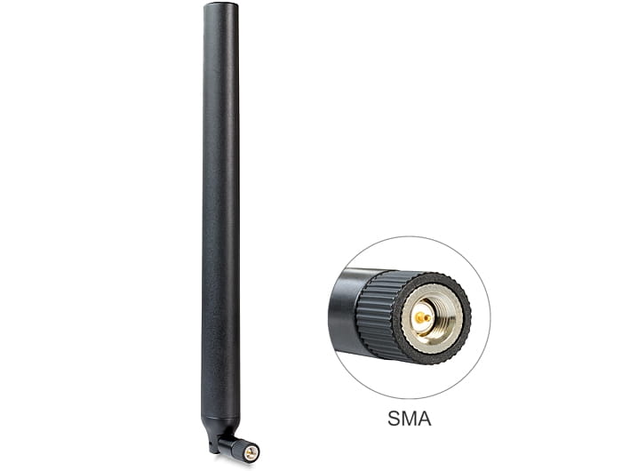 Delock LTE SMA antenna with flexible joint - Antenne - 2 dBi (für 824 - 894 MHz)