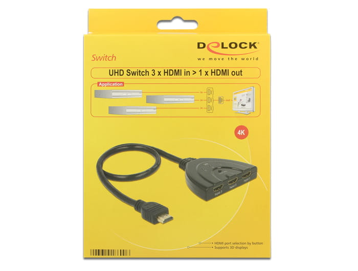 Delock HDMI UHD Switch 3 x HDMI in > 1 x HDMI