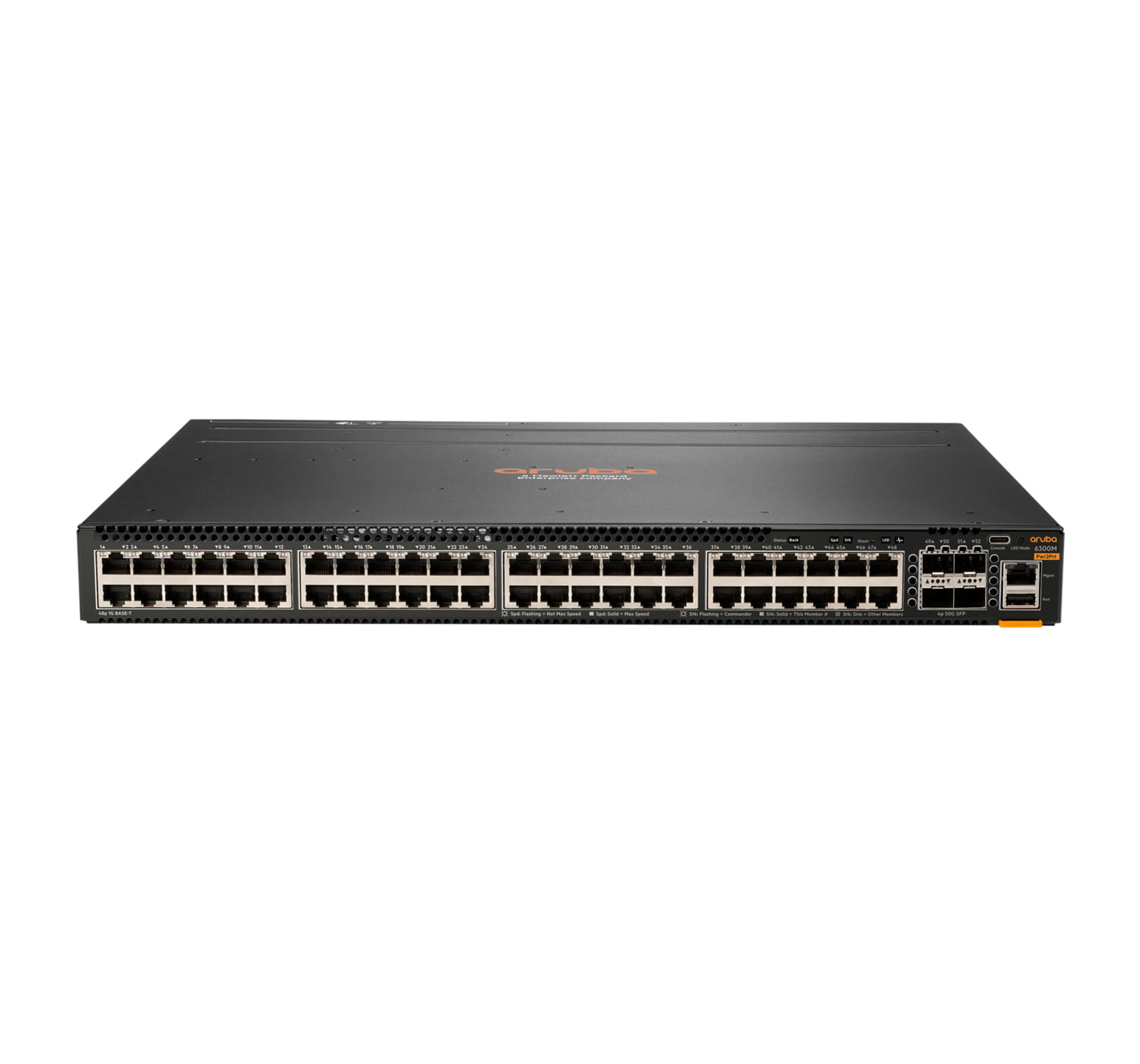 HPE Aruba Networking 6300M - Switch - L3 - managed - 48 x 10/100/1000 + 4 x 1 Gigabit / 10 Gigabit / 25 Gigabit / 50 Gigabit SFP56 (Uplink / Stacking)