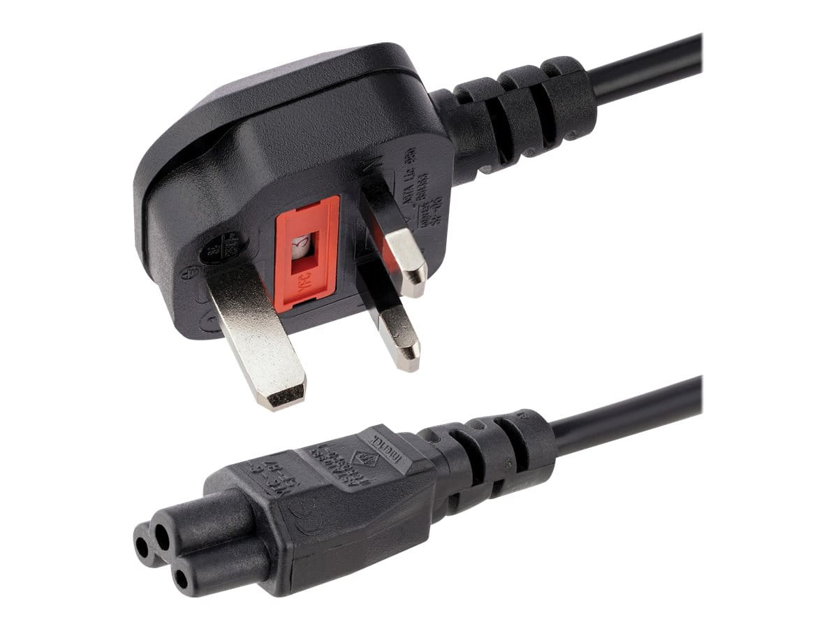 StarTech.com 2 m GB Laptop Ladekabel,  BS 1363 auf C5, 2,5A 250V, 18AWG, Notebook / Laptop Ersatzstromkabel, UK Laptop Netzteil Stromkabel, Kleeblatt/Mickey Mouse Netzkabel (PXTNB3SUK2M)