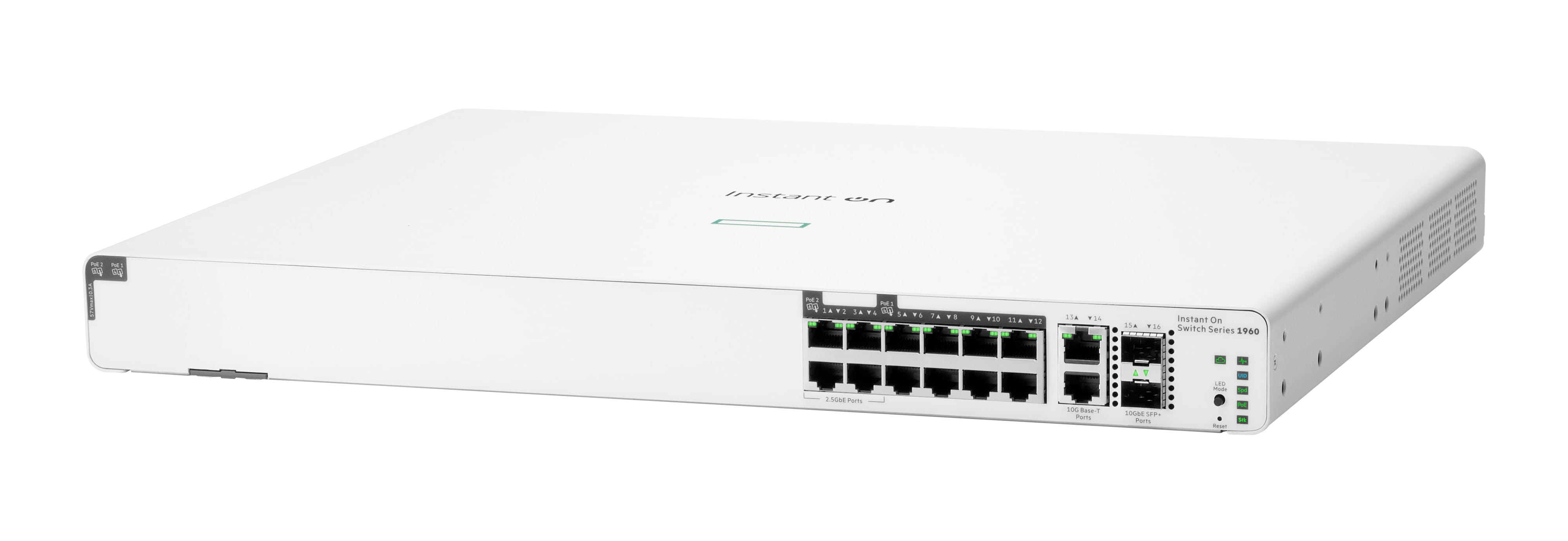 HPE Networking Instant On 1960 - Switch - managed - 4 x 2.5GBase-T + 8 x 100/1000/10GBase-T + 2 x 100/1000/10GBase-T + 2 x 10 Gigabit SFP+ - an Rack montierbar - PoE (480 W)