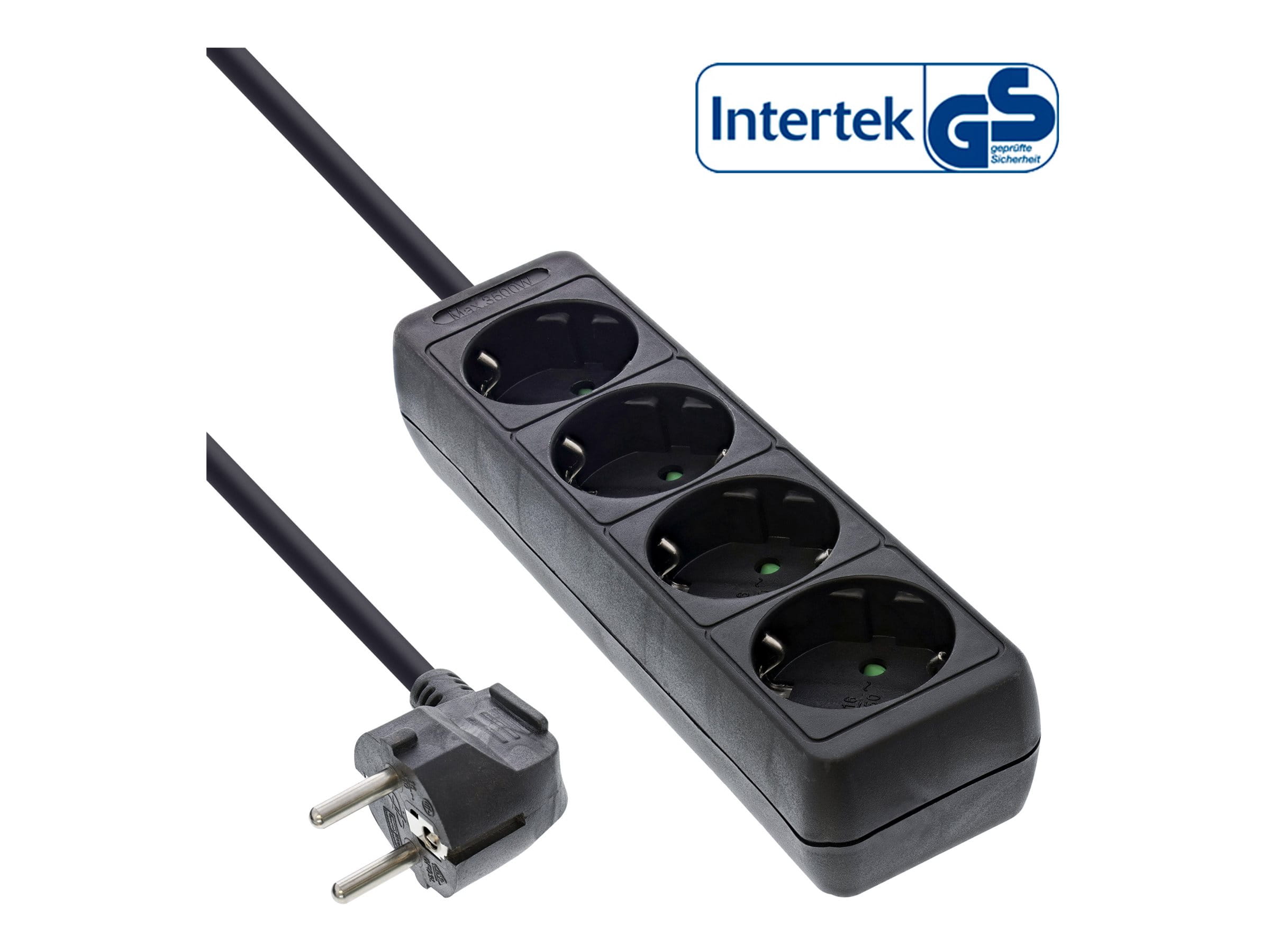 InLine Steckdosenleiste - 4-fach Schutzkontakt - schwarz - 5m