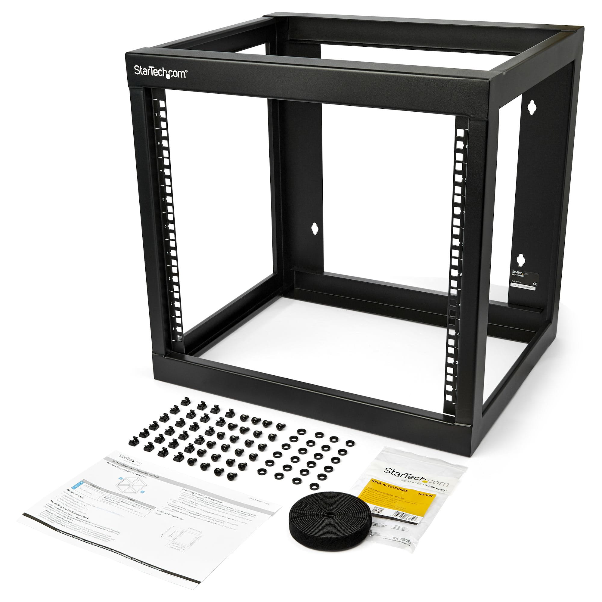 StarTech.com 9HE  Wandmontage Netzwerk-Rack, Open Frame Rack, 18" Tief - Schrank offener Rahmen - 2 Pfosten - geeignet für Wandmontage - Schwarz - 9U - 48.3 cm (19")