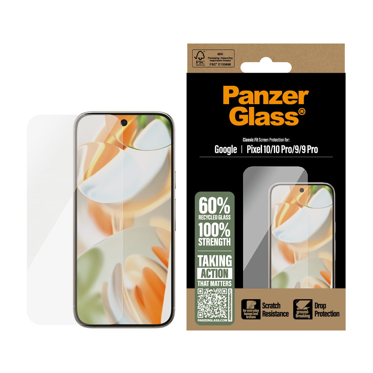 PanzerGlass ® Displayschutz Google Pixel 10 | 10 Pro 5G | 9 5G | 9 Pro 5G | Classic Fit, Google, Google - Pixel 10, Google - Pixel 10 Pro 5G, Google - Pixel 9 5G, Google - Pixel 9 Pro 5G, Trockene Anwendung, Kratzresistent, Schockresistent, Transparent,