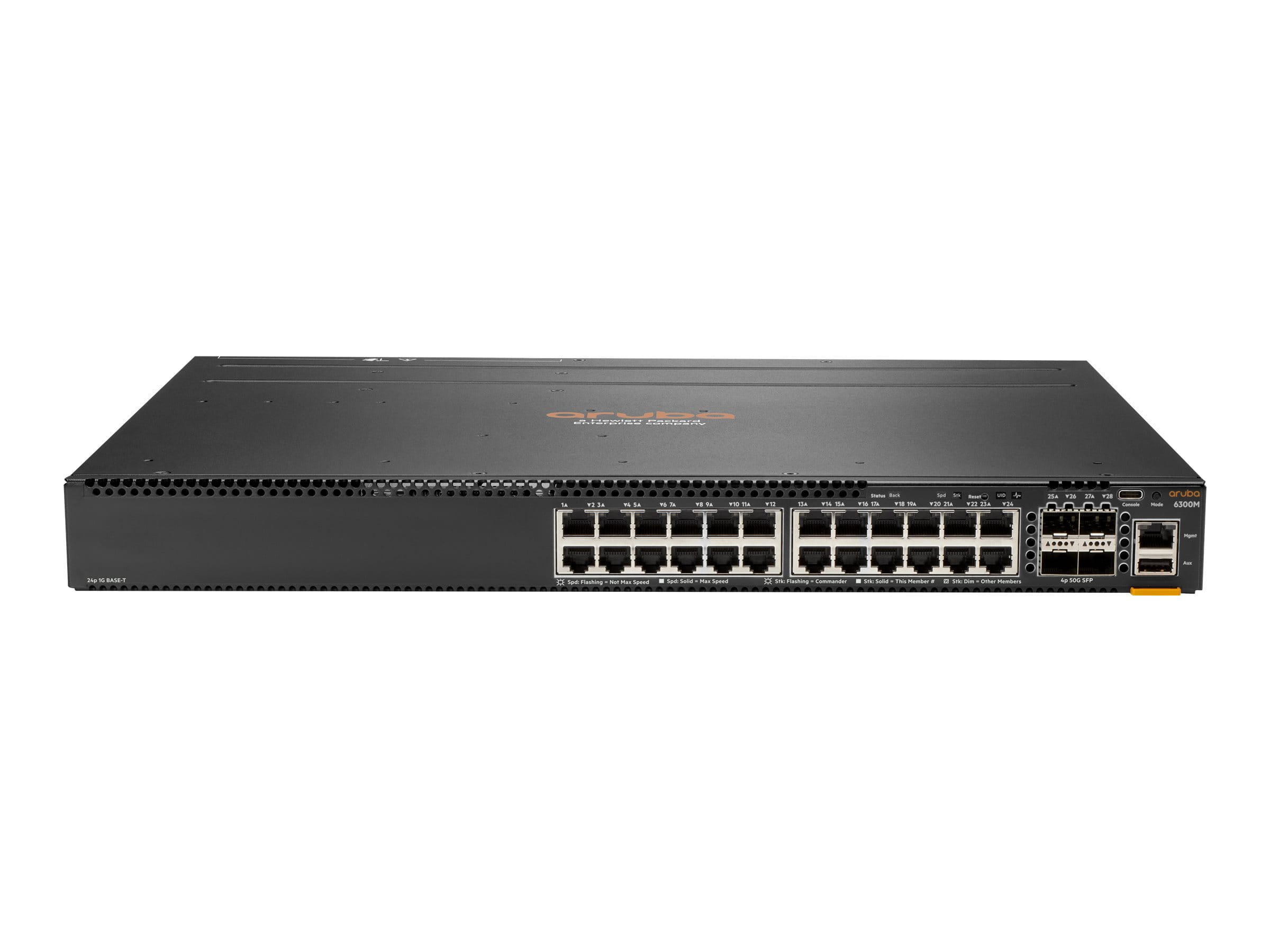 HPE Aruba Networking 6300F - Switch - L3 - managed - 24 x 10/100/1000 + 4 x 1 Gigabit / 10 Gigabit / 25 Gigabit / 50 Gigabit SFP56 (Uplink / Stacking)