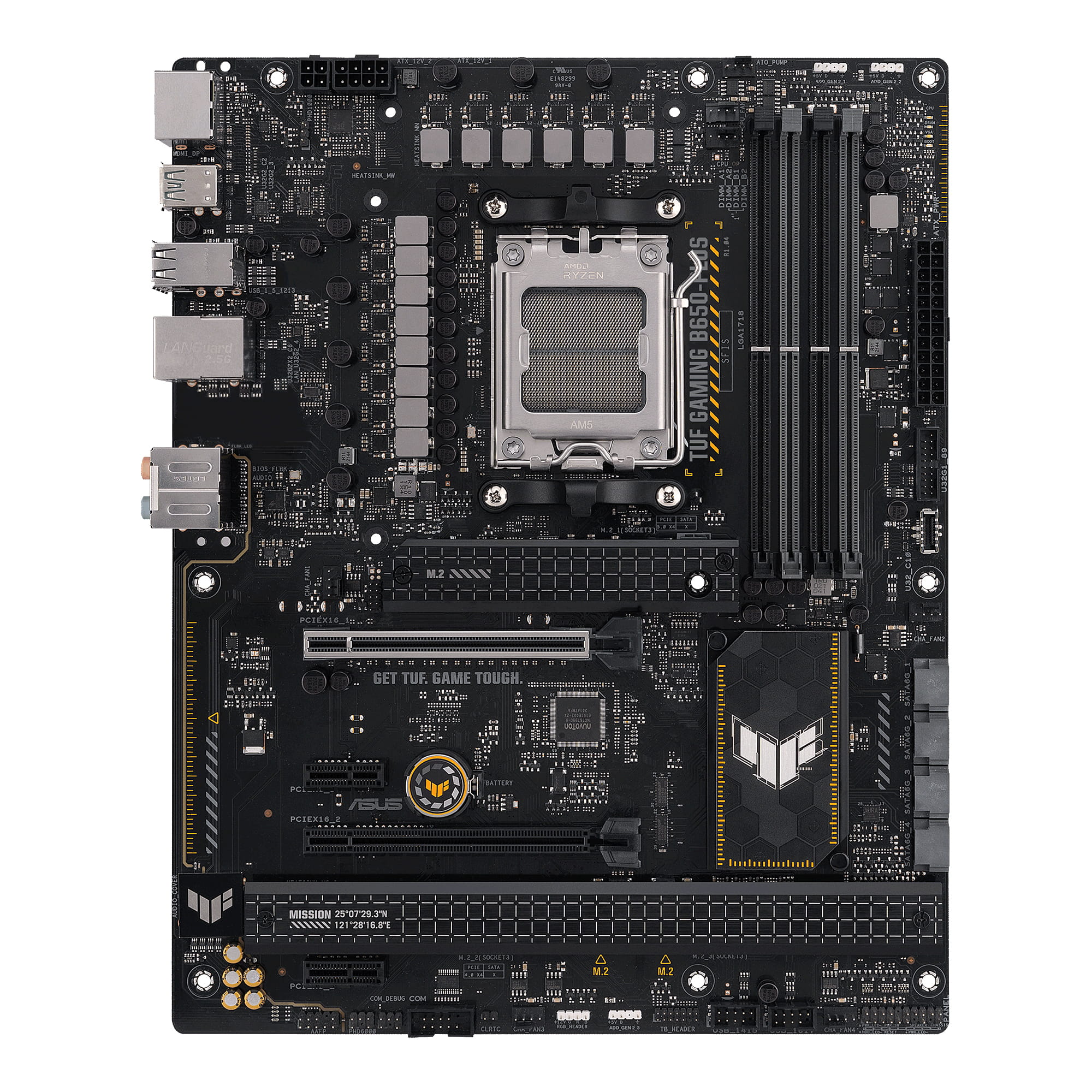 ASUS TUF Gaming B650-Plus - Motherboard - ATX - Socket AM5 - AMD B650 Chipsatz - USB-C 3.2 Gen 2x2, USB 3.1 Gen 2, USB 3.2 Gen 2, USB-C 3.2 Gen2, USB-C 3.2 Gen 1 - 2.5 Gigabit LAN - Onboard-Grafik (CPU erforderlich)