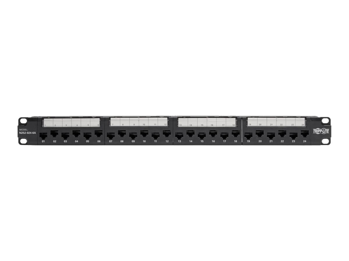 Tripp Eaton Tripp Lite Series 24-Port 1U Rack-Mount Cat6a/Cat6/Cat5e 110 Patch Panel with Cable Management Bar, 110 Punchdown, RJ45, TAA - Patch Panel - RJ-45 X 24 - Schwarz - 1U - 48.3 cm (19")