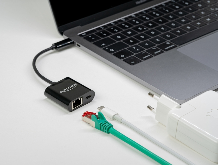 Delock Netzwerkadapter - USB-C 3.2 Gen 1 - Gigabit Ethernet x 1 + USB-C (nur Strom)