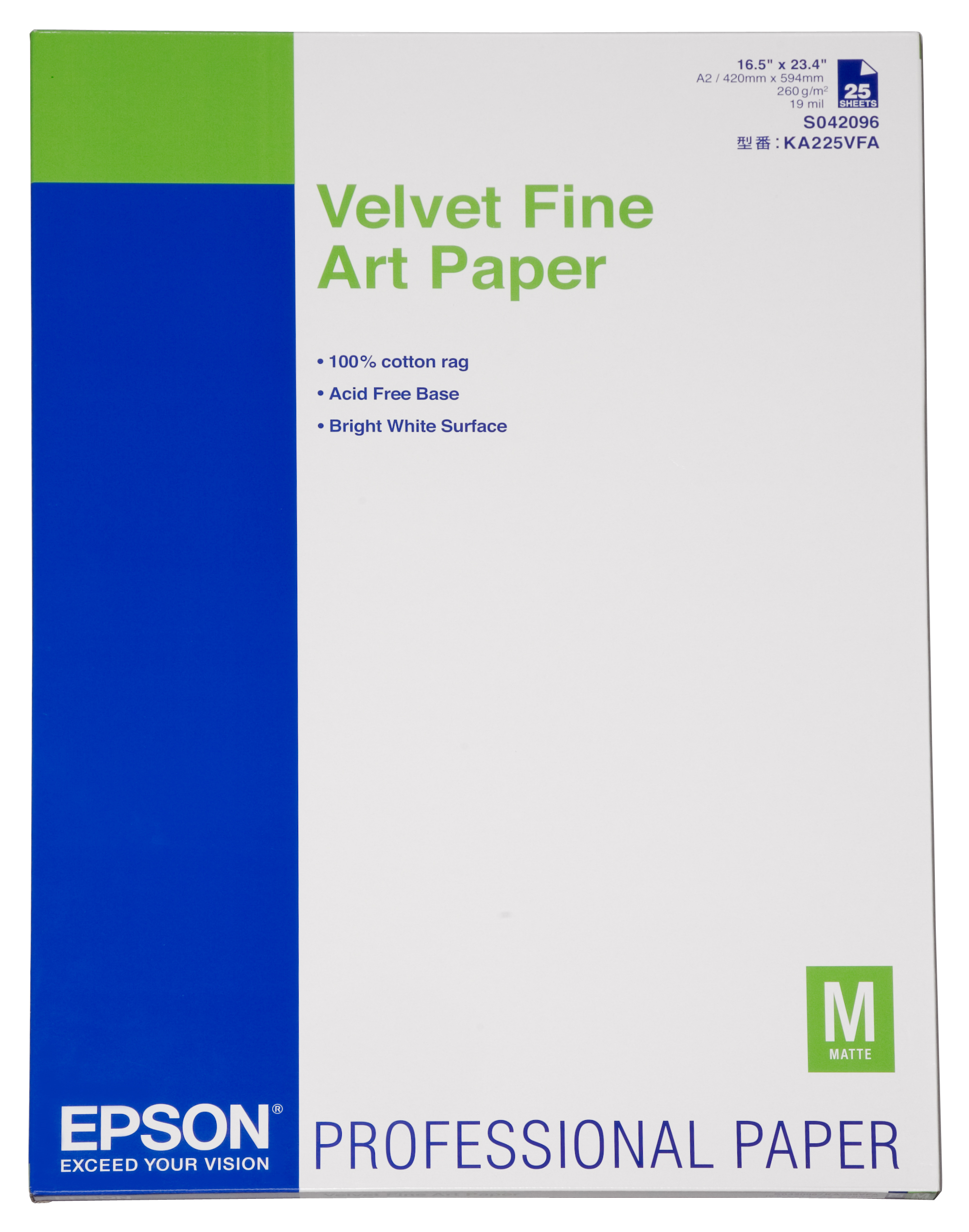 Epson Fine Art Velvet - Velvet - A2 (420 x 594 mm) 25 Blatt Kunstpapier