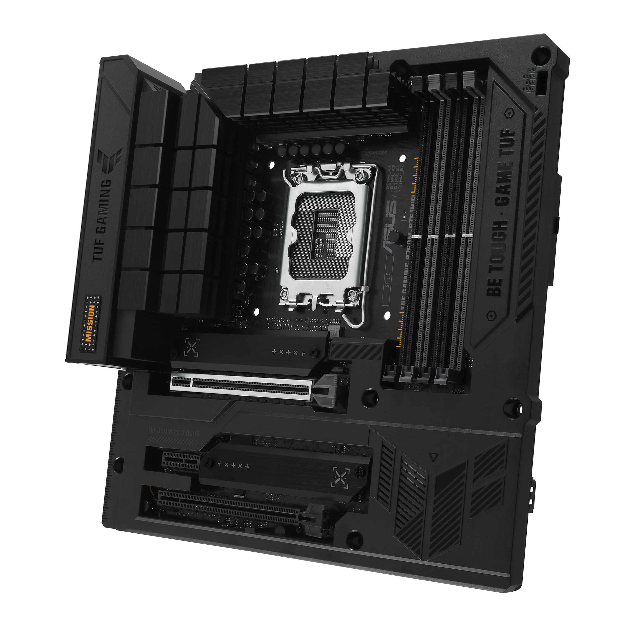 ASUS TUF GAMING B760M-BTF WIFI - Motherboard - micro ATX - LGA1700-Sockel - B760 Chipsatz - USB 3.2 Gen 1, USB 3.2 Gen 2, USB-C 3.2 Gen 2x2, USB-C 3.2 Gen 1 - 2.5 Gigabit LAN, Wi-Fi 6, Bluetooth - Onboard-Grafik (CPU erforderlich)