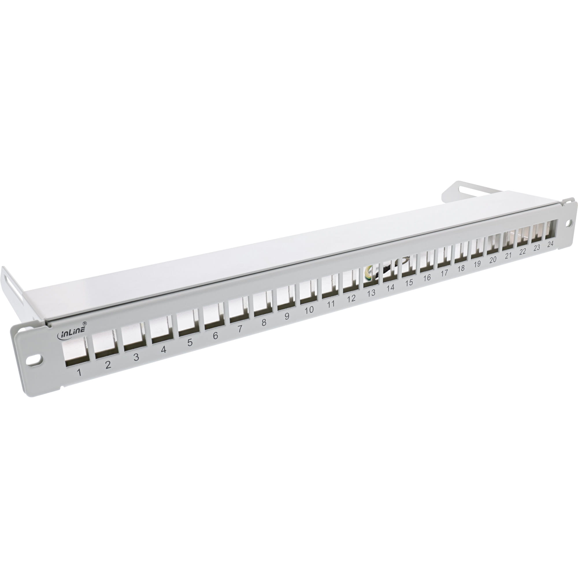 InLine Patchfeld 24-fach - Keystone Leerblech Patchpanel mit Auszug - 19" - 1HE