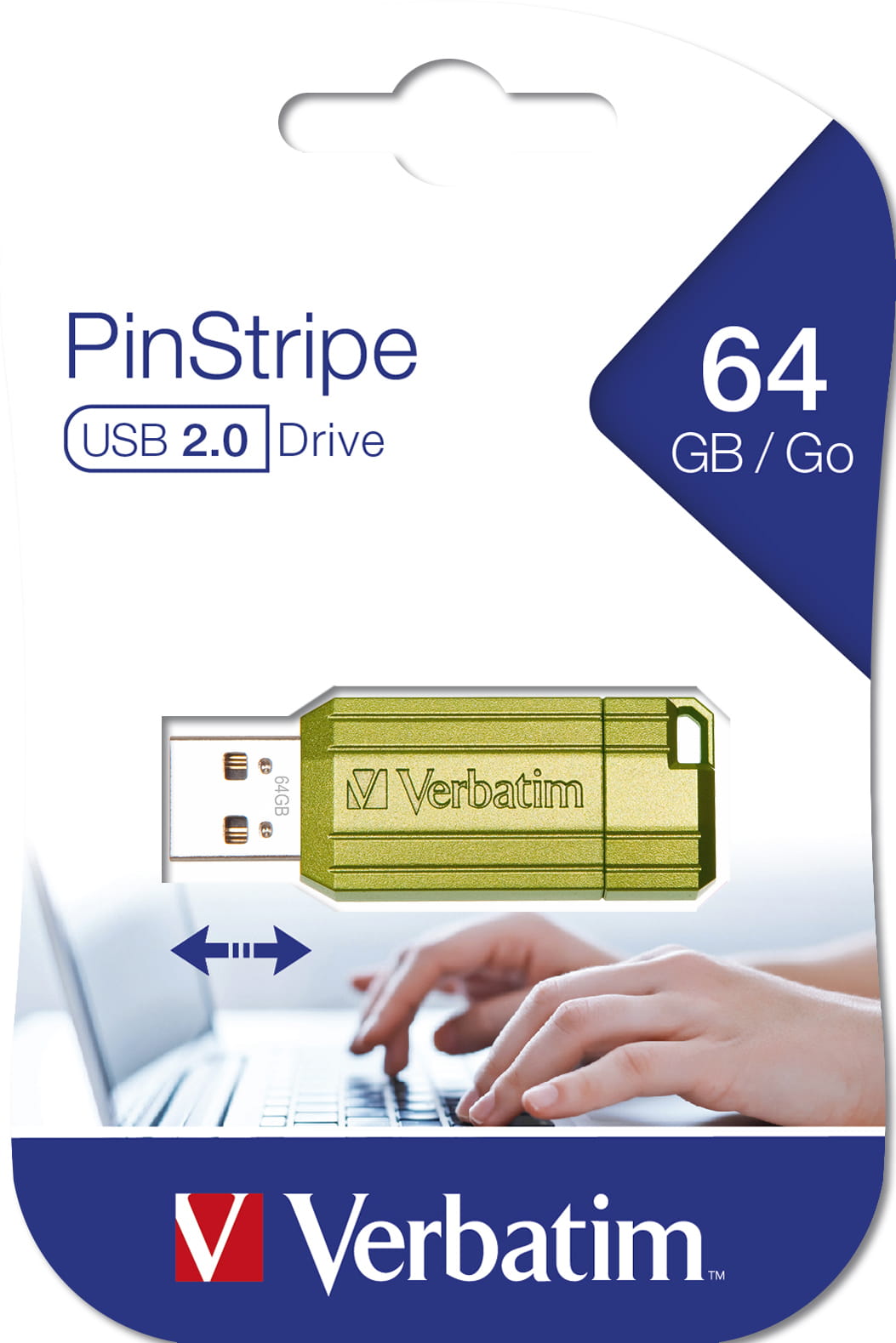 Verbatim Store n Go Pinstripe USB 2.0 Eucalyptus Green 64GB - USB-Stick - 64 GB, 64 GB, USB Typ-A, 2.0, 12 MB/s, Dia, Blau