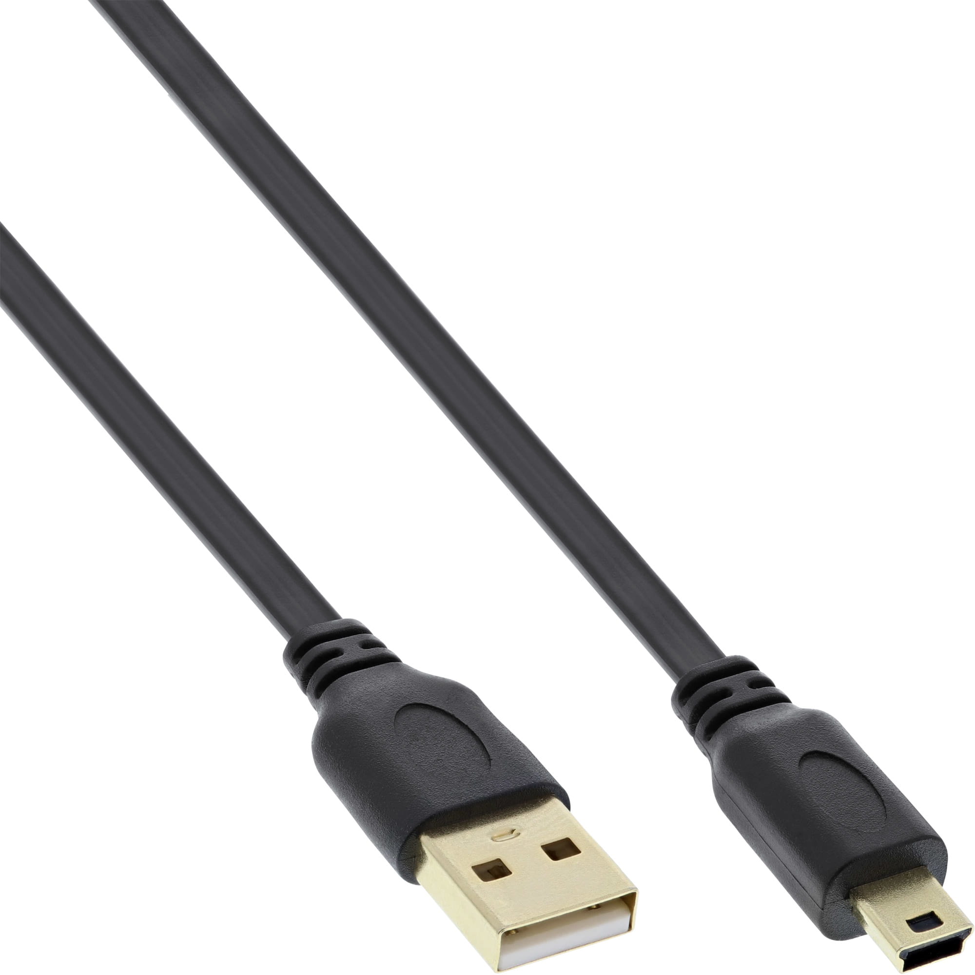 InLine USB 2.0 Flachkabel - USB A ST an Mini-B ST (5pol.) - schwarz - 0,3m