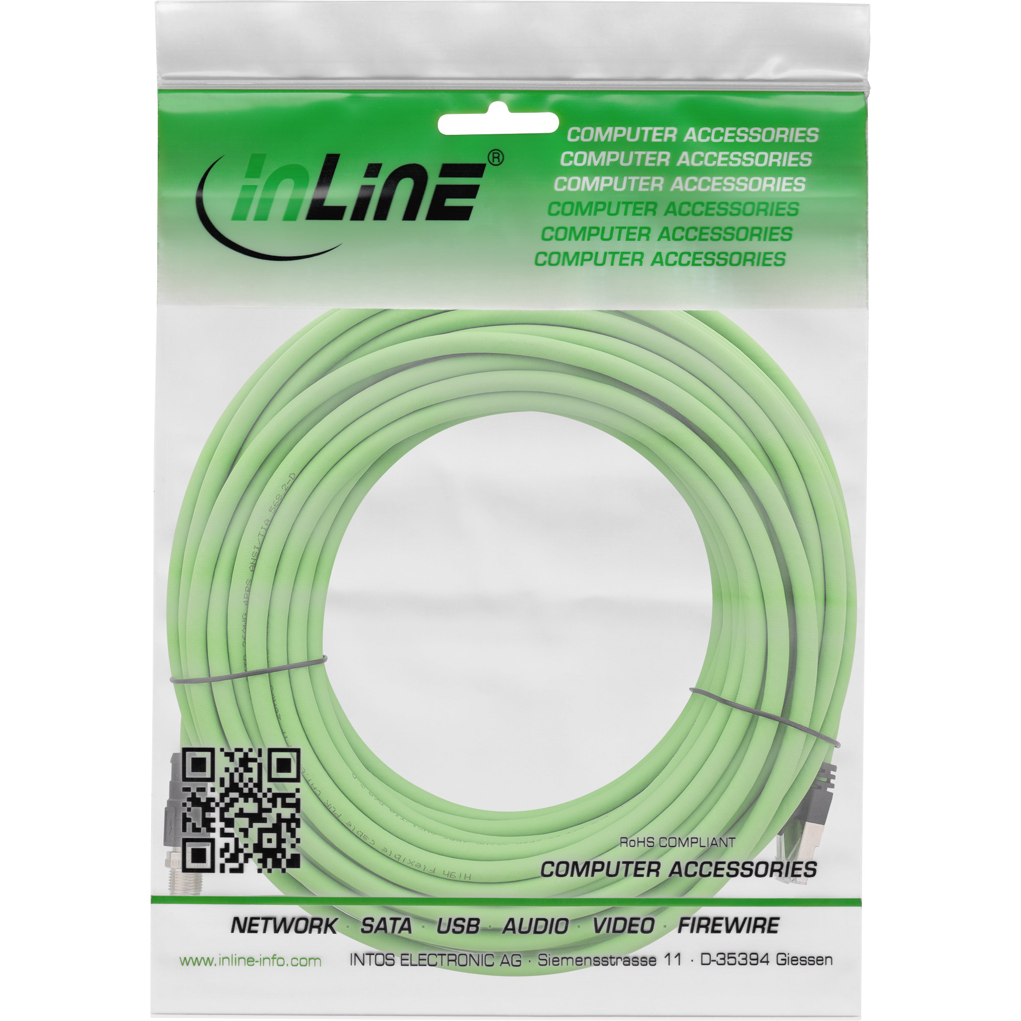 InLine Industrie Netzwerkkabel - M12 8-pin X-kodiert St. zu RJ45 St. Cat.6A 7,5m